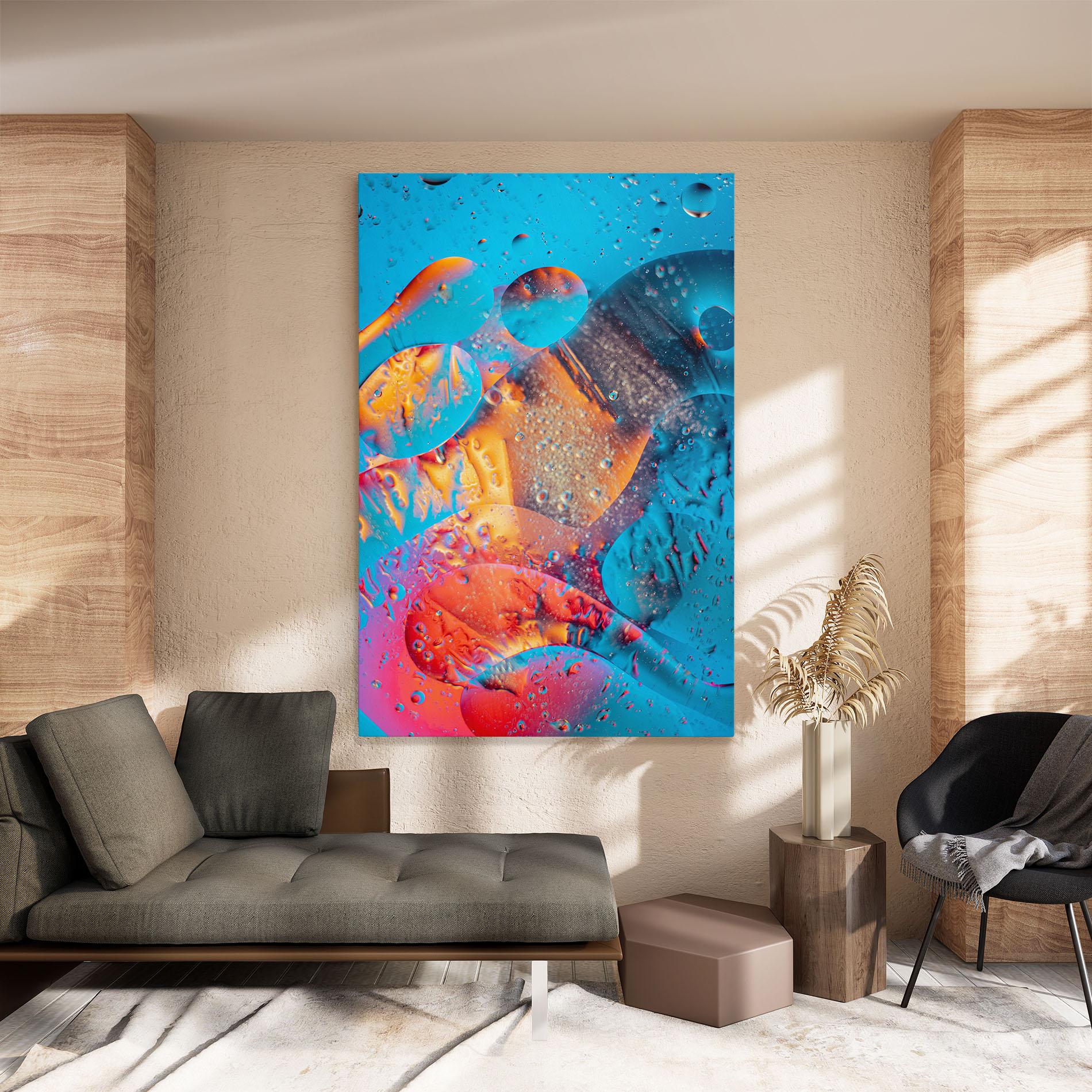 Tablou Canvas Blue Orange Drops mockup 8