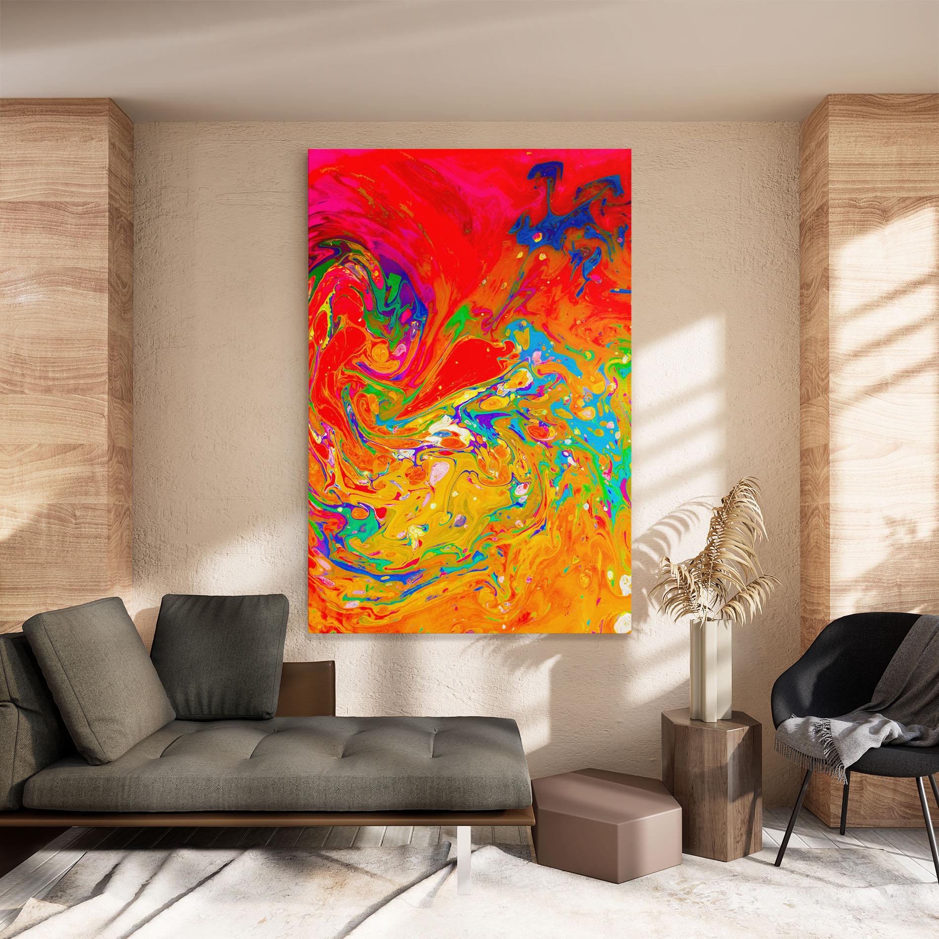 Tablou Canvas Marbling Orange Art mockup 8