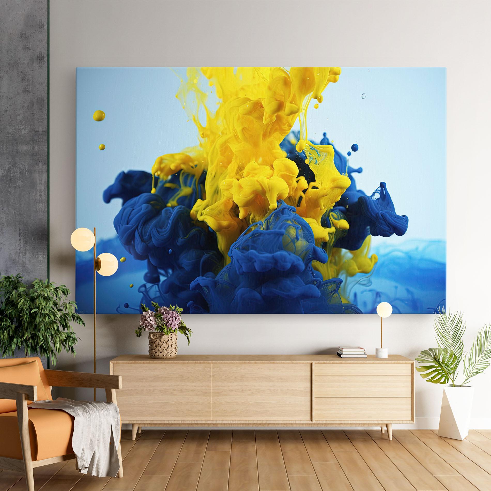 Tablou Canvas Blue Yellow Smoke mockup 9