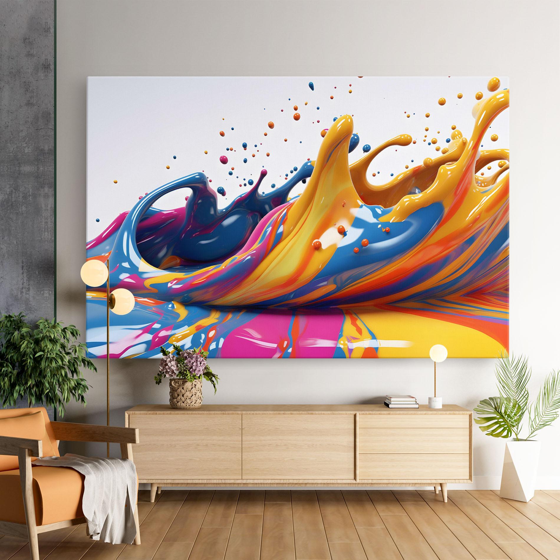 Tablou Canvas Colorful Liquid Yellow Splash mockup 9
