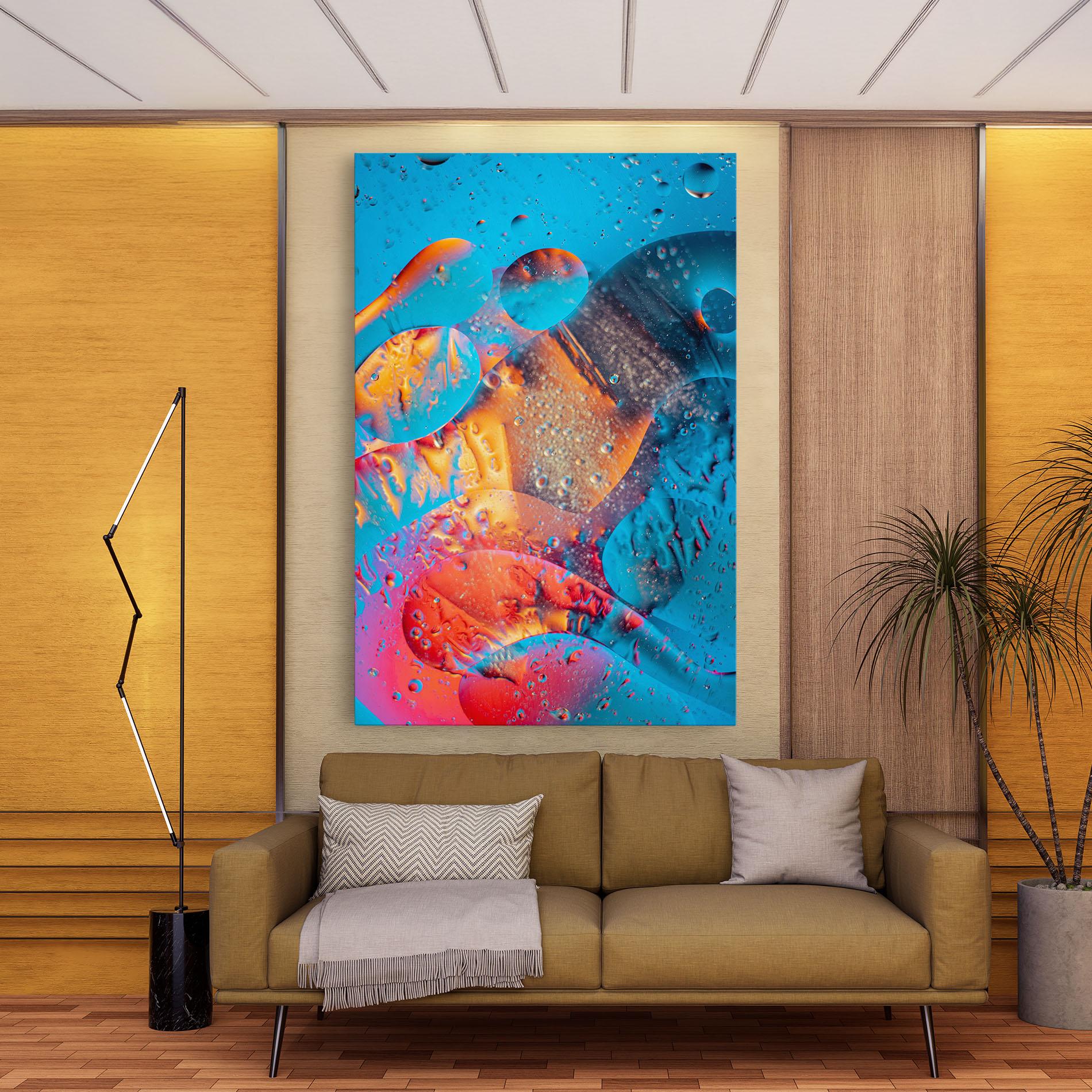 Tablou Canvas Blue Orange Drops mockup 9