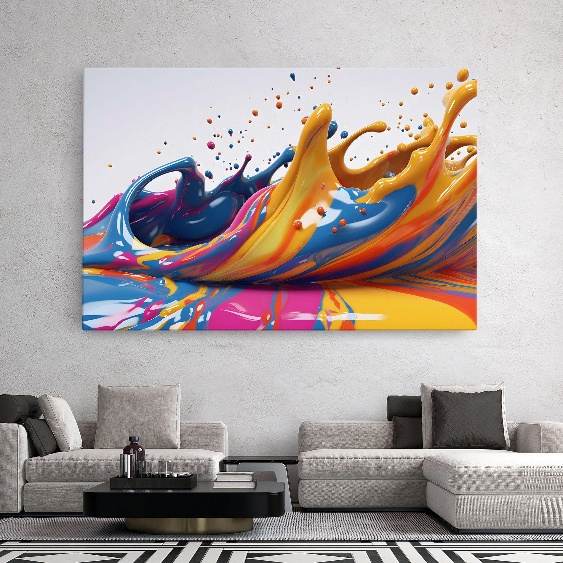 Tablou Canvas Colorful Liquid Yellow Splash mockup 2