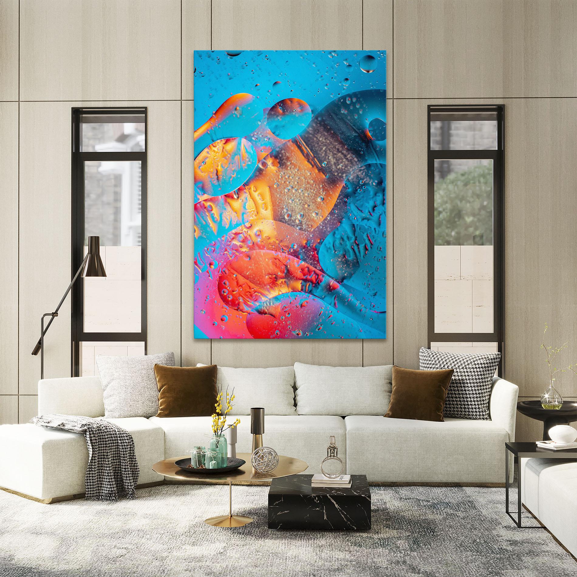 Tablou Canvas Blue Orange Drops mockup 2