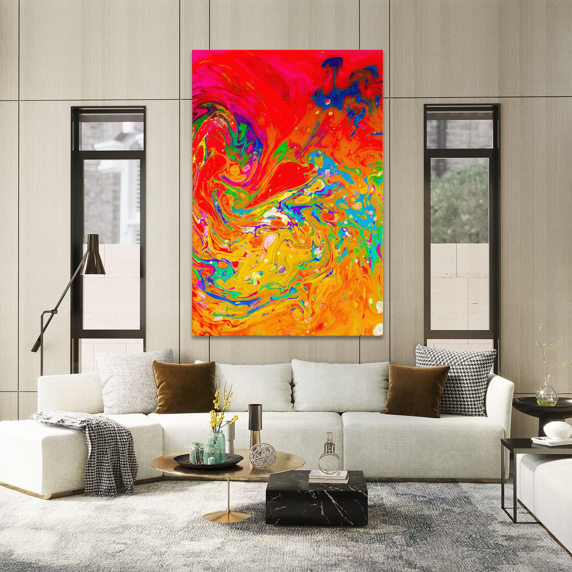 Tablou Canvas Marbling Orange Art mockup 2