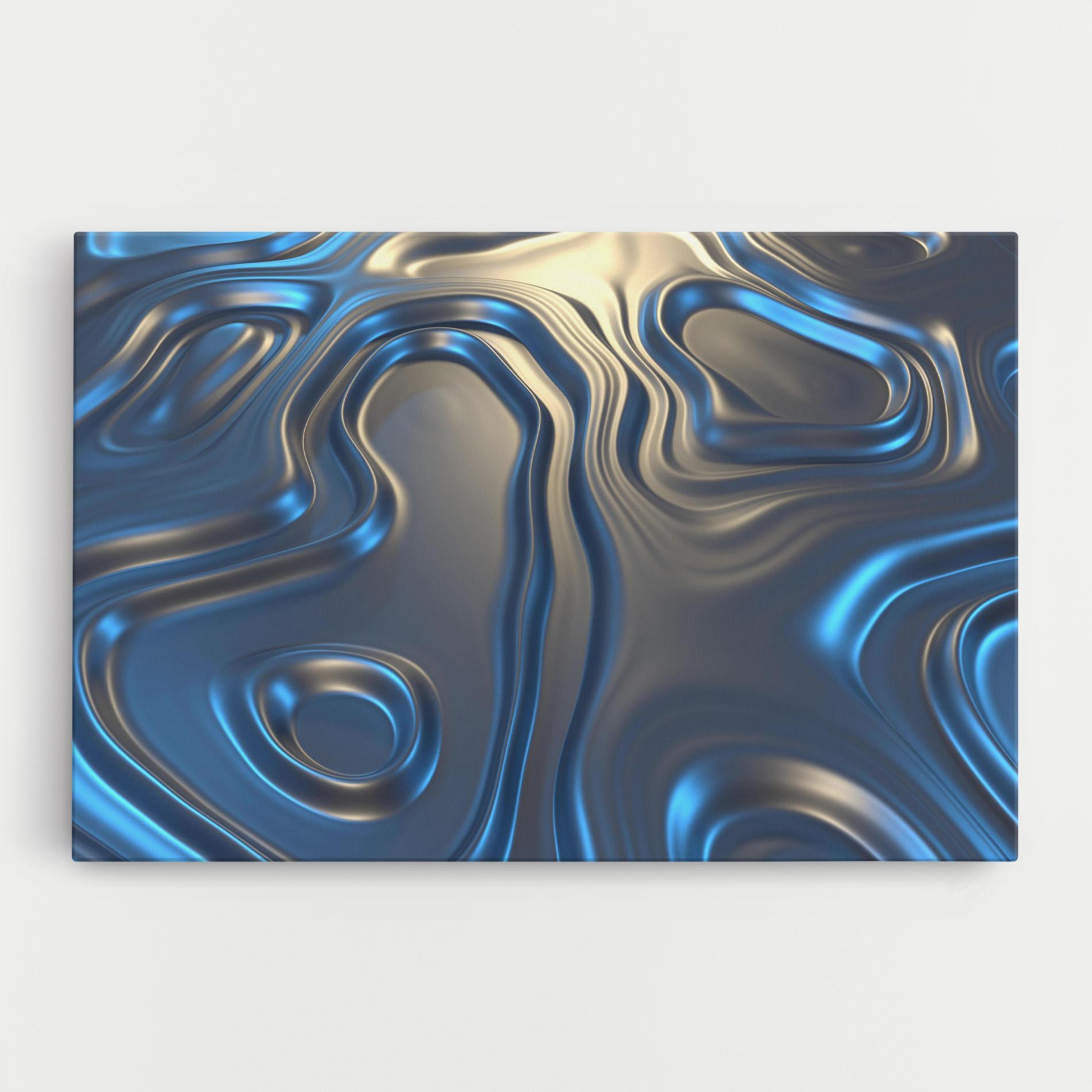 Tablou Canvas Blue Silver Liquid mockup 0