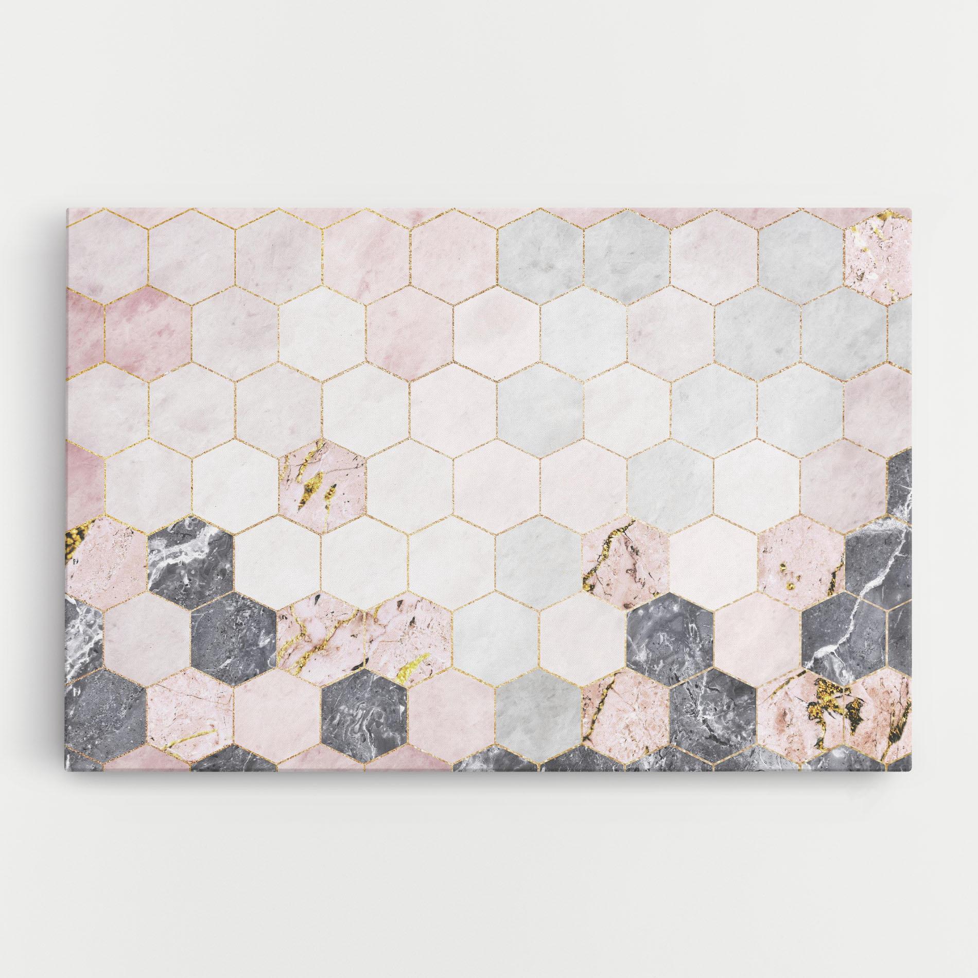 Tablou Canvas Grey Pink Hexagon mockup 0