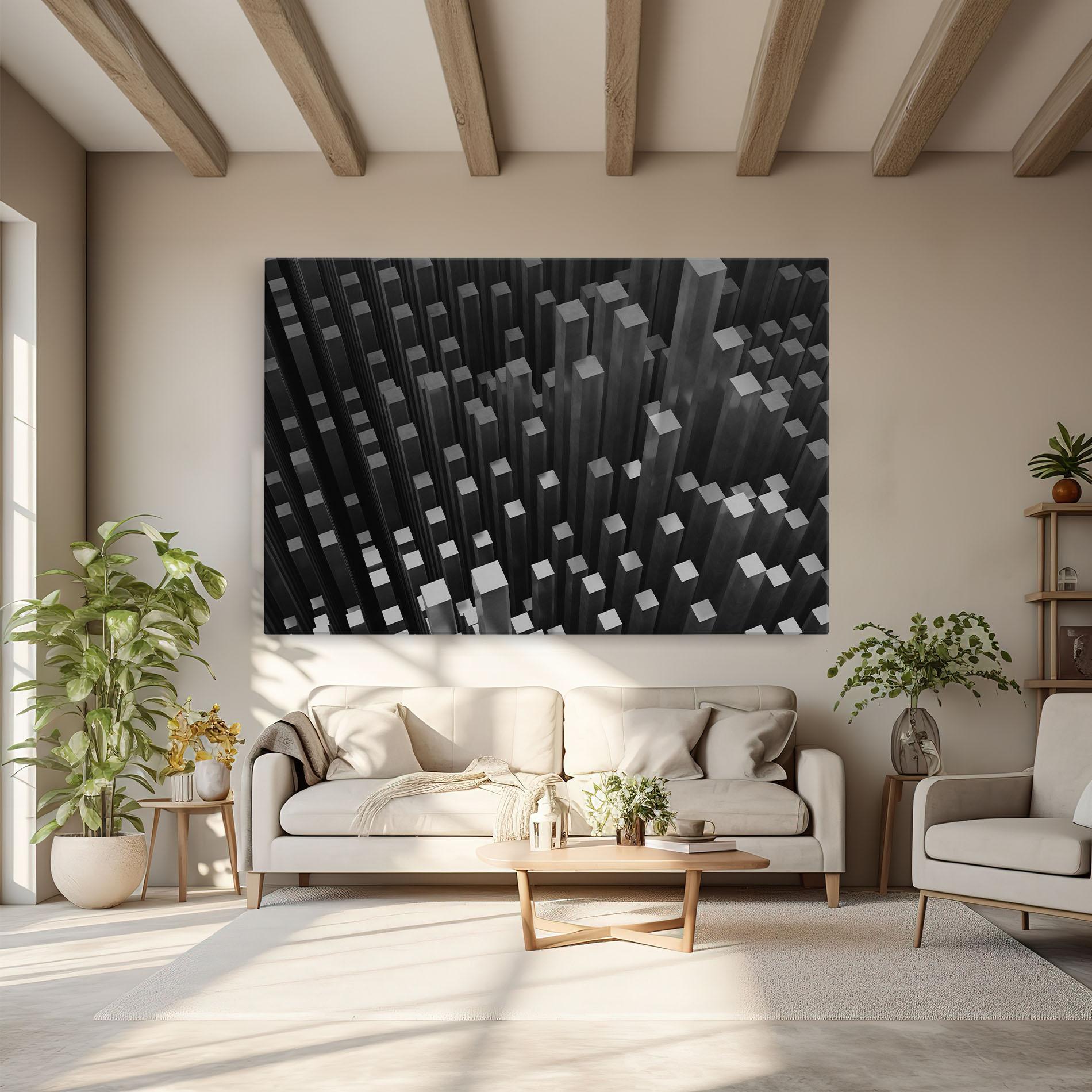 Tablou Canvas Black Block Pattern mockup 6