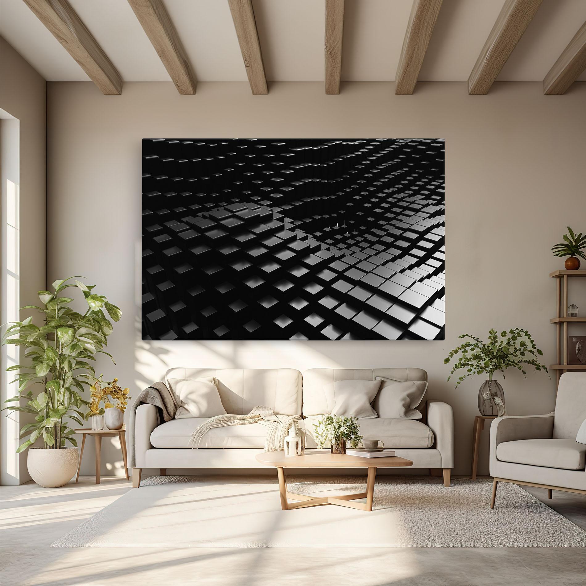 Tablou Canvas Black Square Wave mockup 6