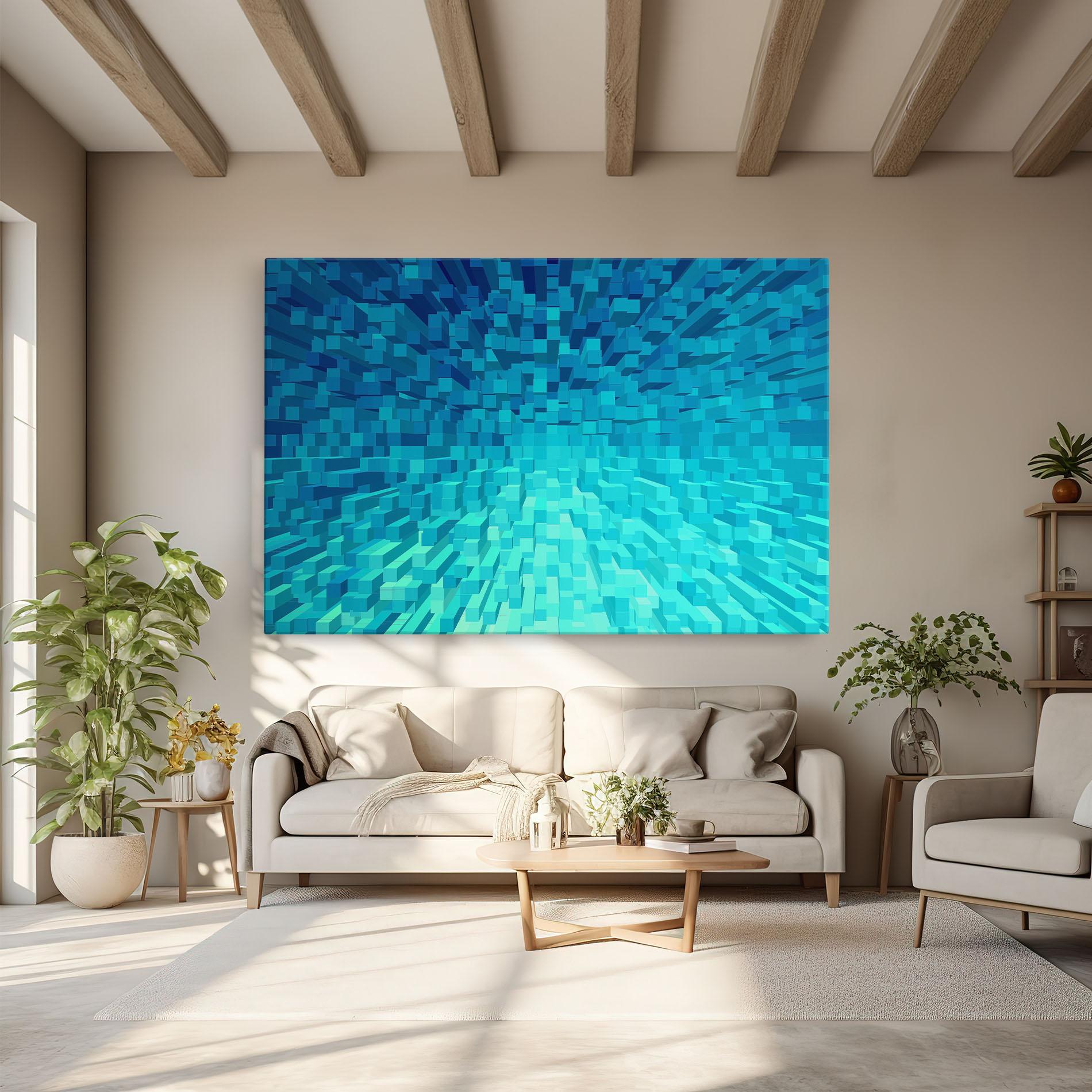 Tablou Canvas Blue Square Mix mockup 6