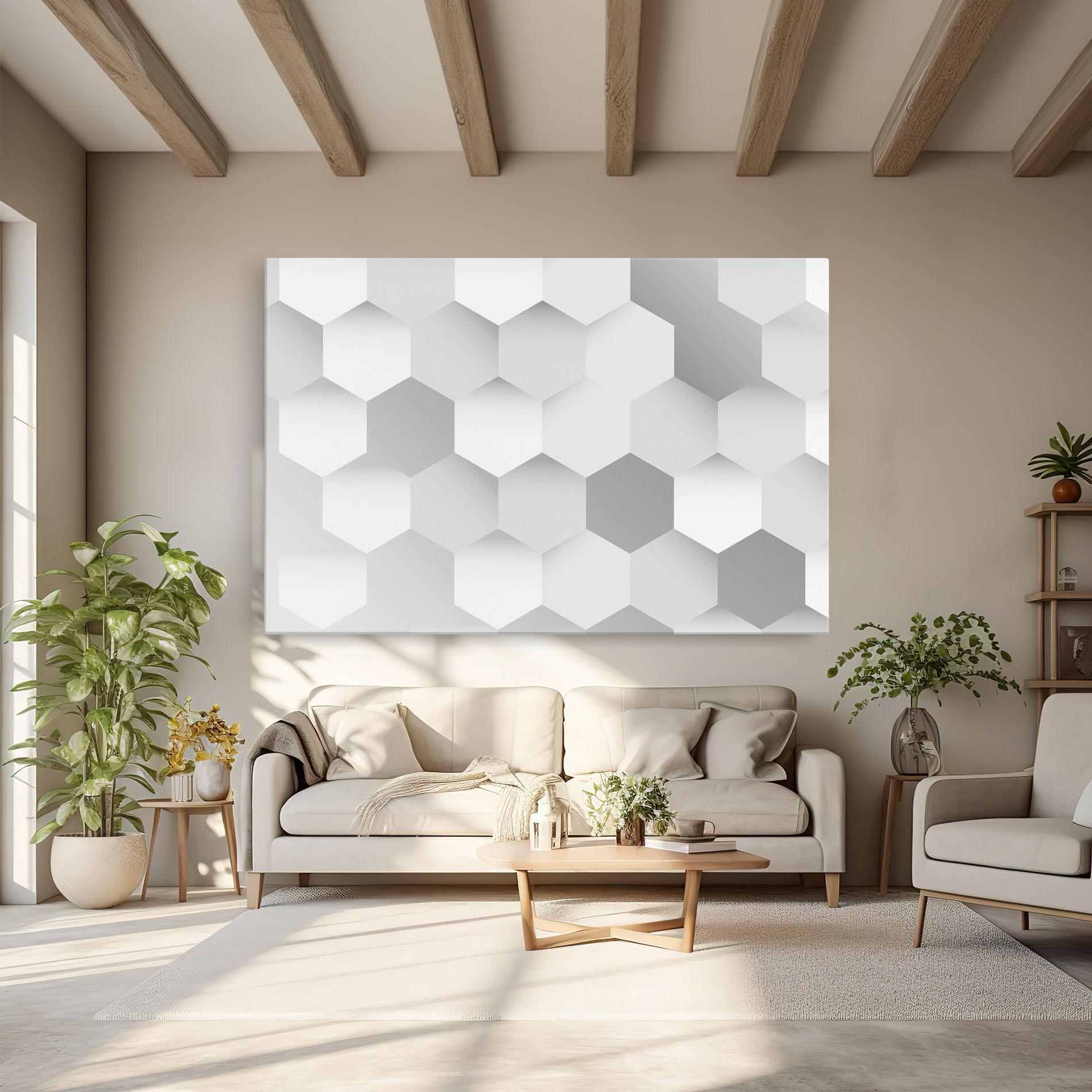 Tablou Canvas Grey White Triangle mockup 6