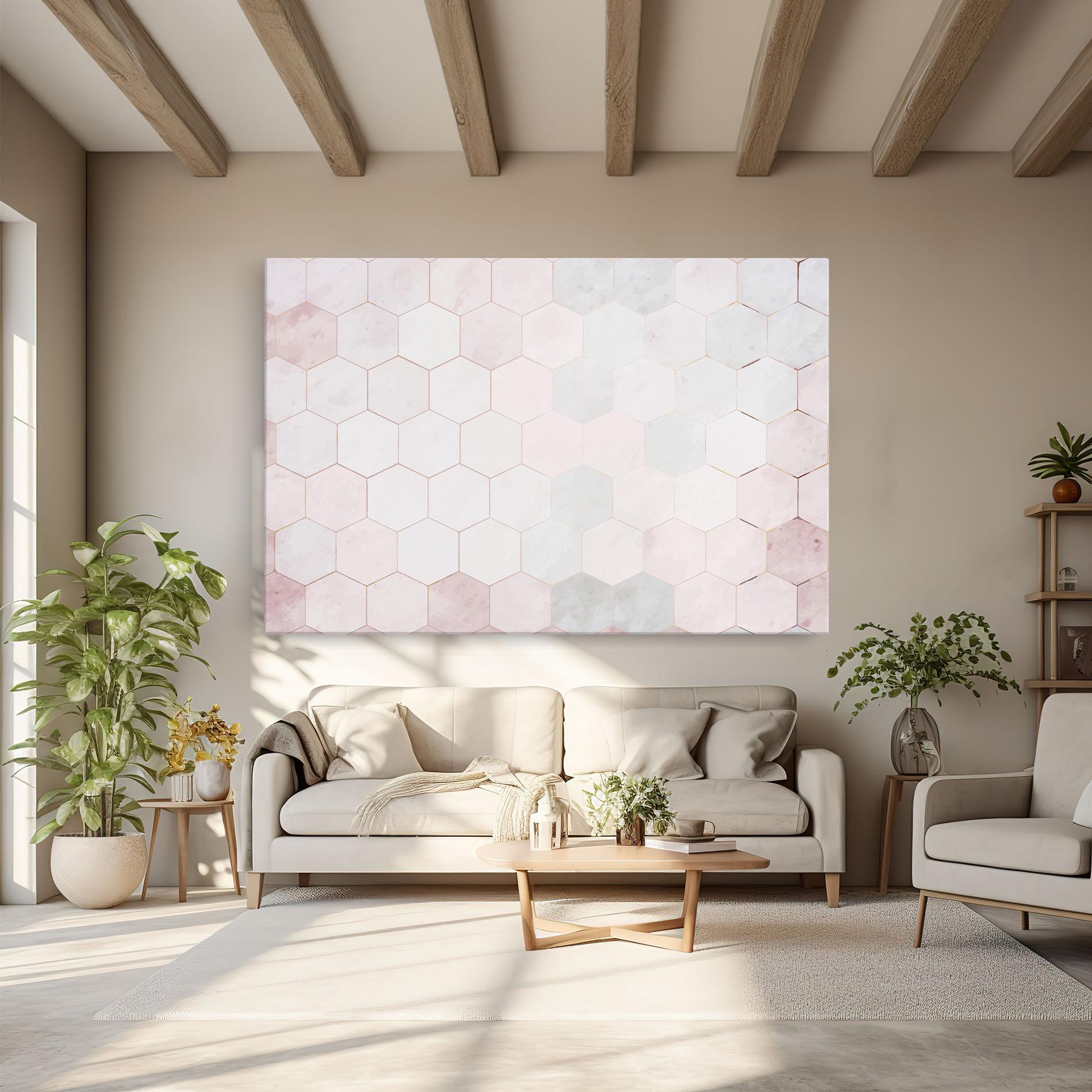 Tablou Canvas Hexagon Pink mockup 6