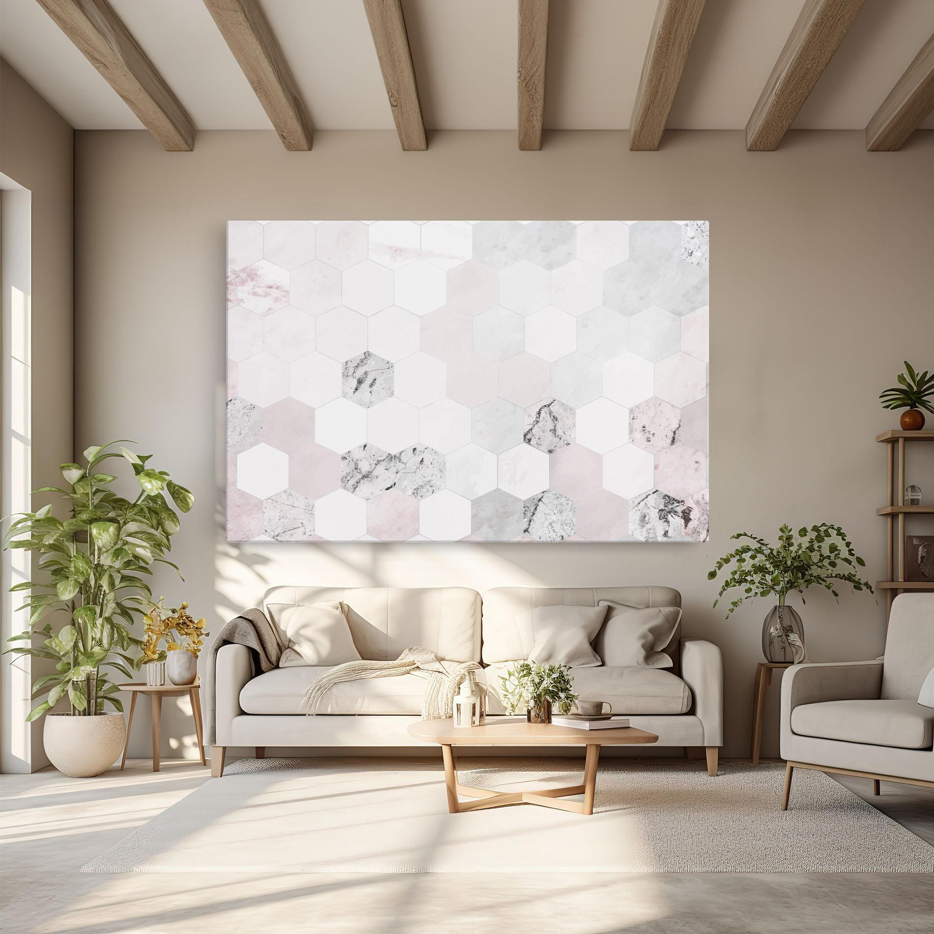 Tablou Canvas Pink Hexa Pattern mockup 6