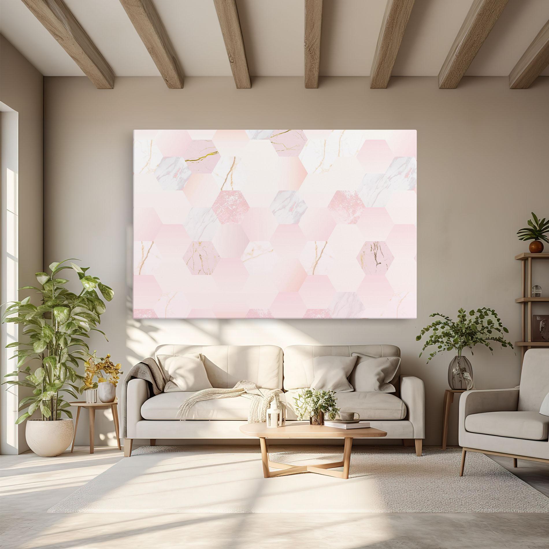 Tablou Canvas Pink Hexanon mockup 6