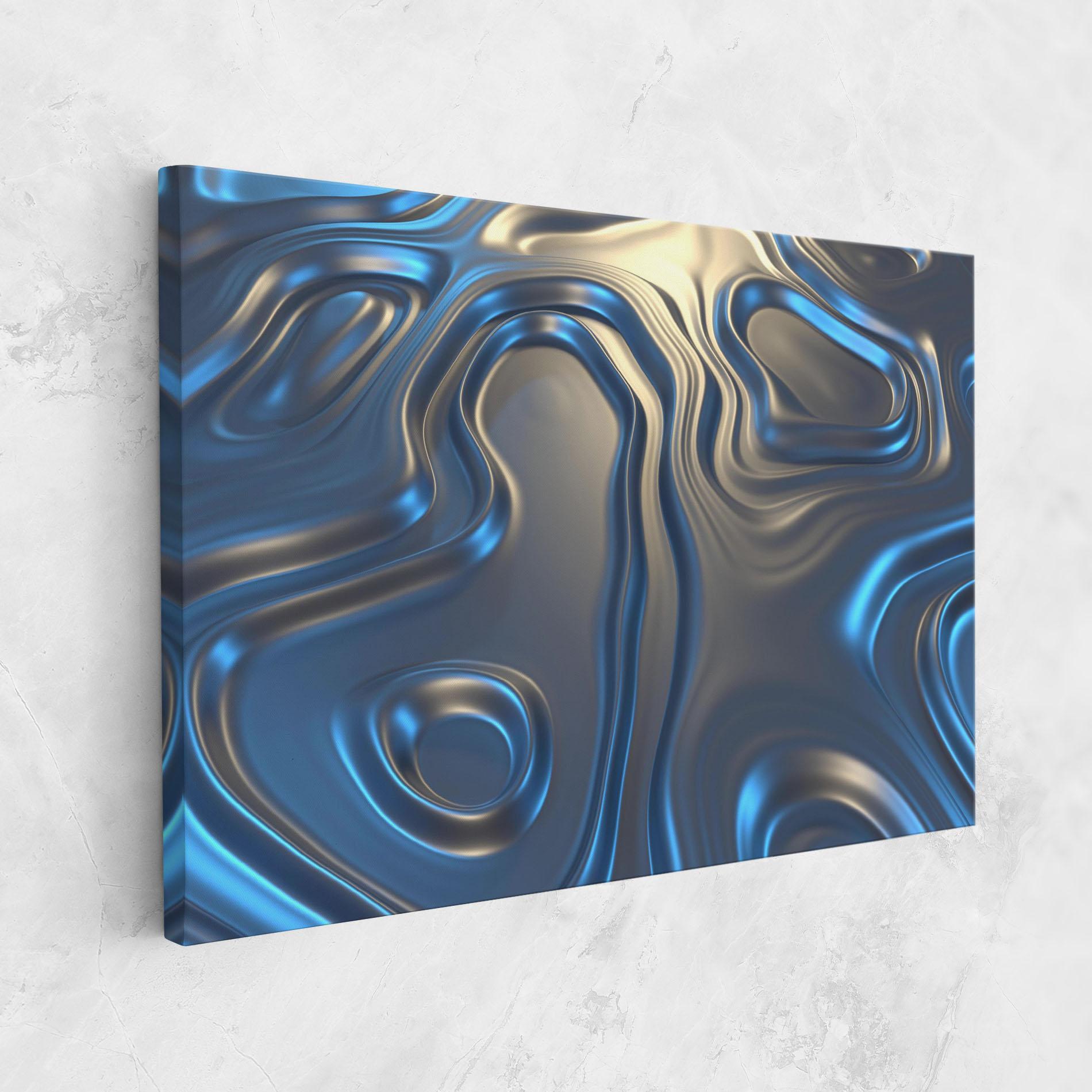 Tablou Canvas Blue Silver Liquid mockup 1