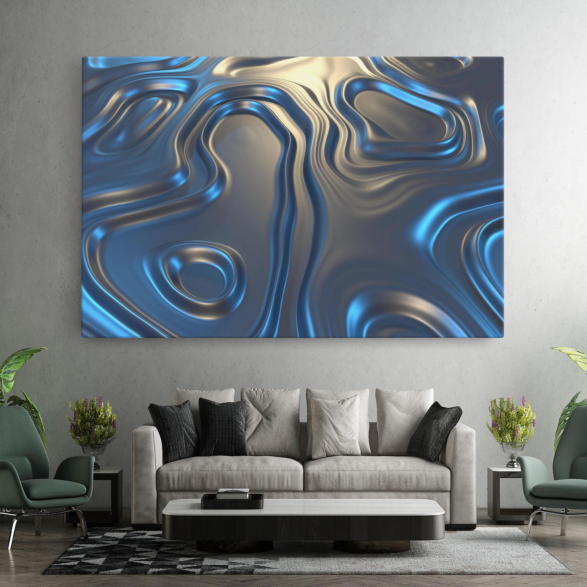 Tablou Canvas Blue Silver Liquid mockup 7