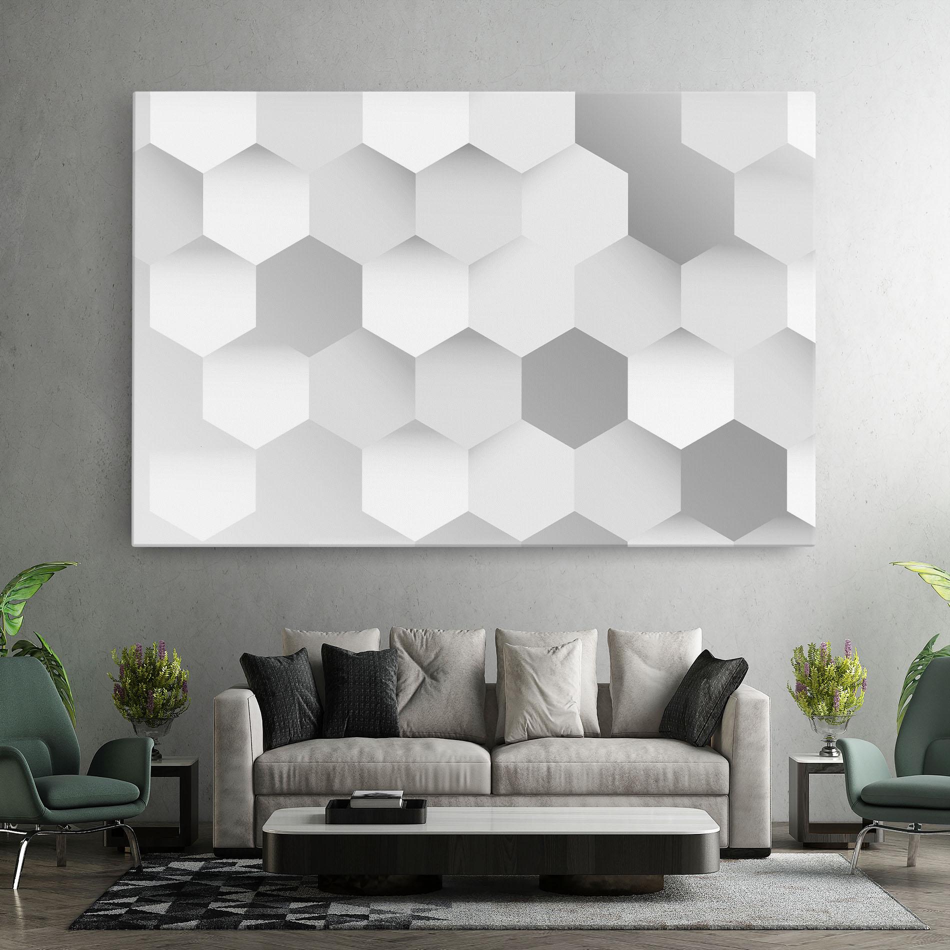 Tablou Canvas Grey White Triangle mockup 7