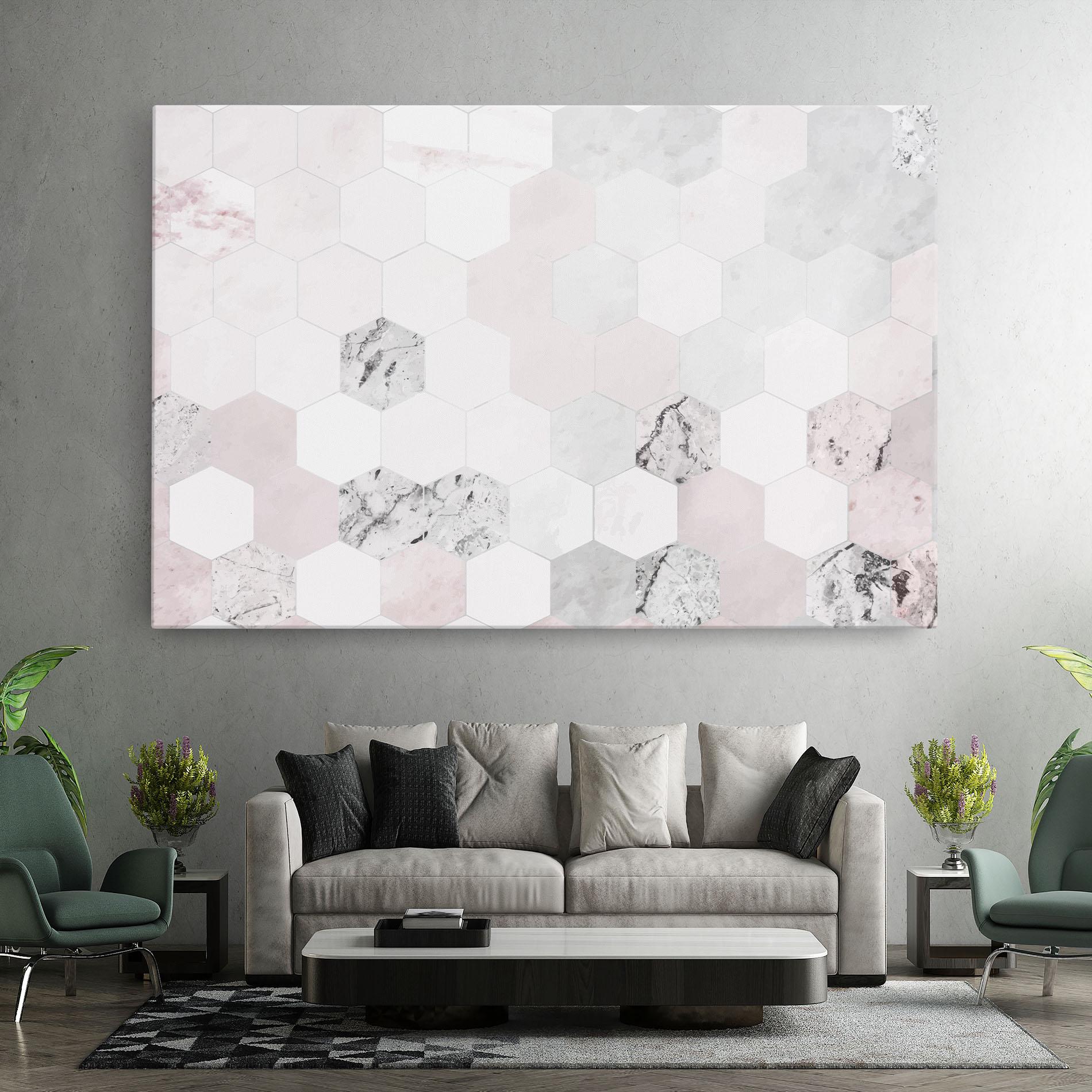 Tablou Canvas Pink Hexa Pattern mockup 7