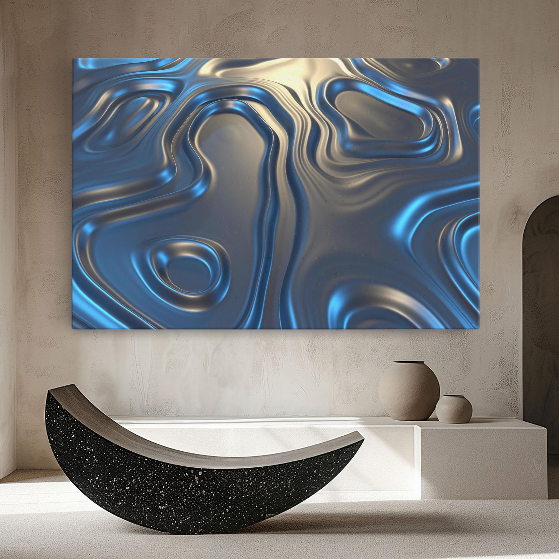 Tablou Canvas Blue Silver Liquid mockup 8