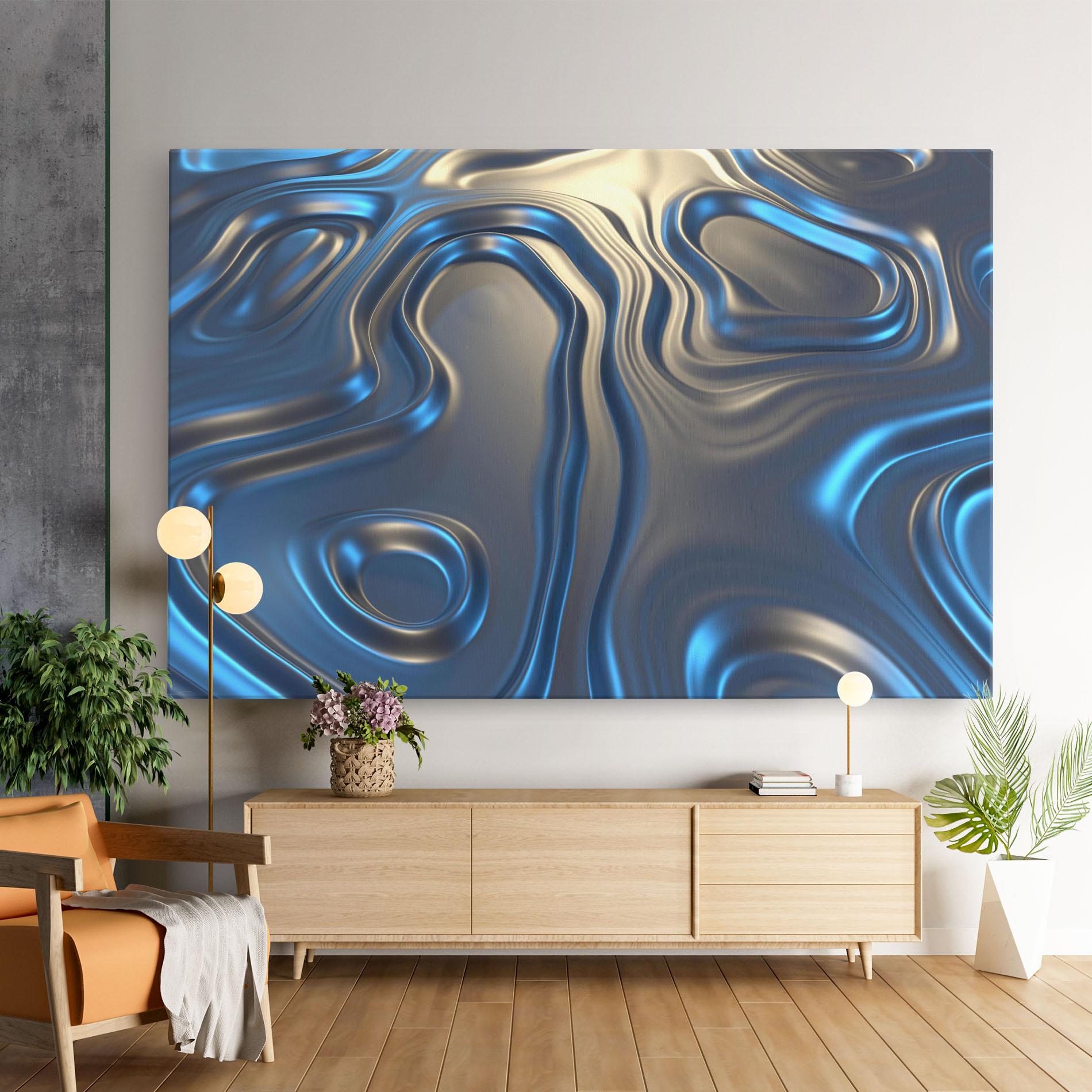 Tablou Canvas Blue Silver Liquid mockup 9