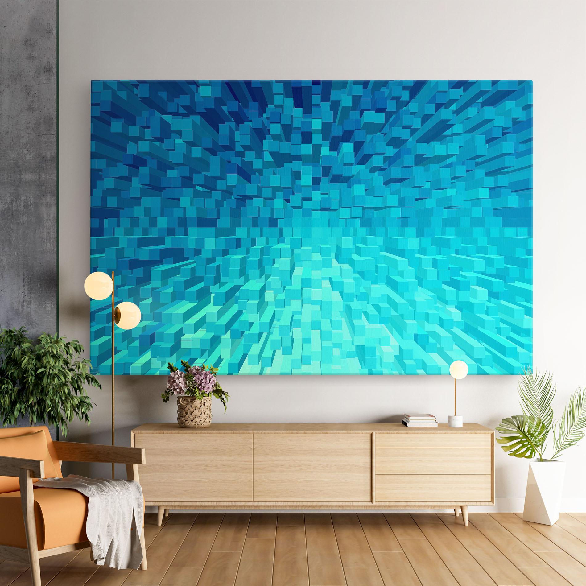 Tablou Canvas Blue Square Mix mockup 9