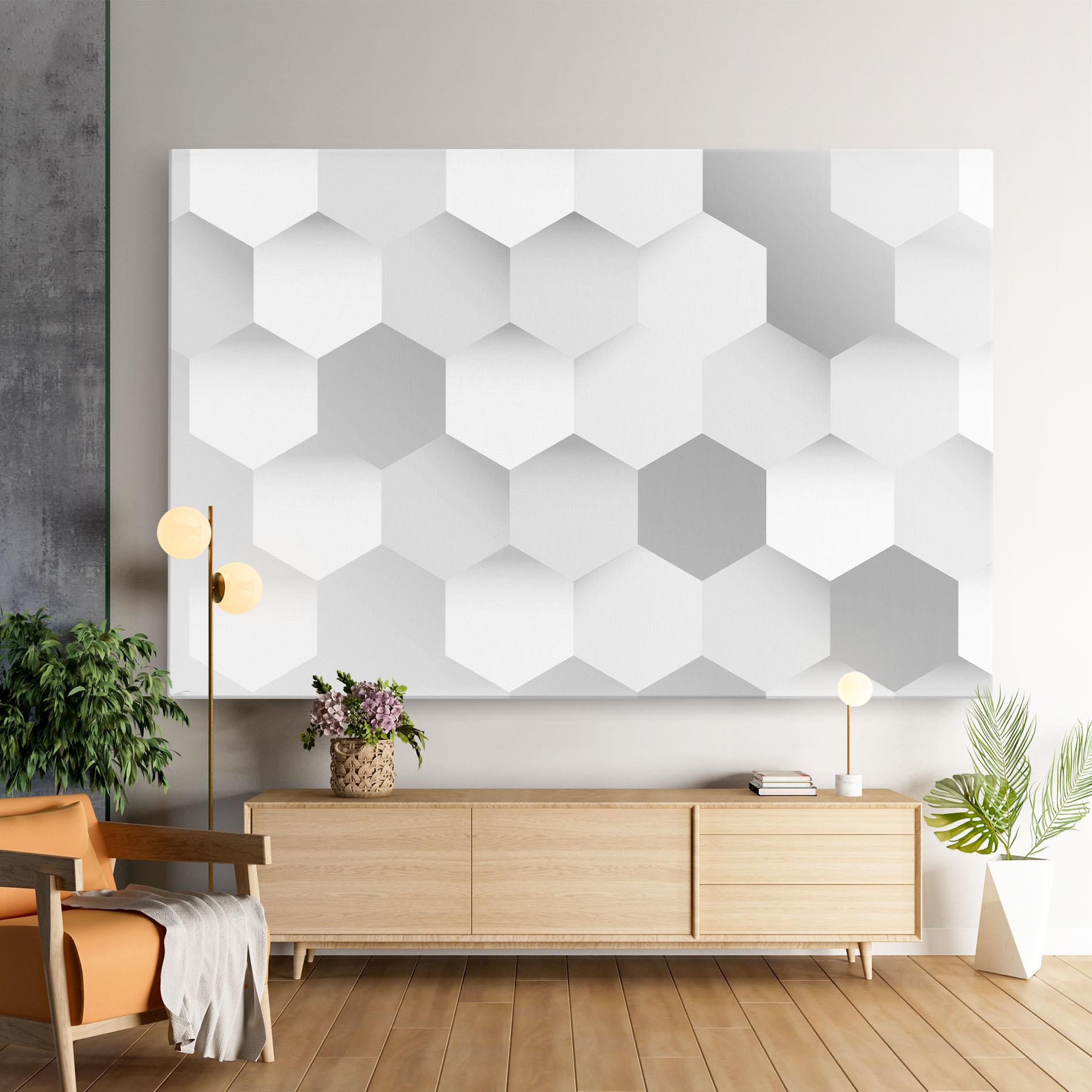 Tablou Canvas Grey White Triangle mockup 9