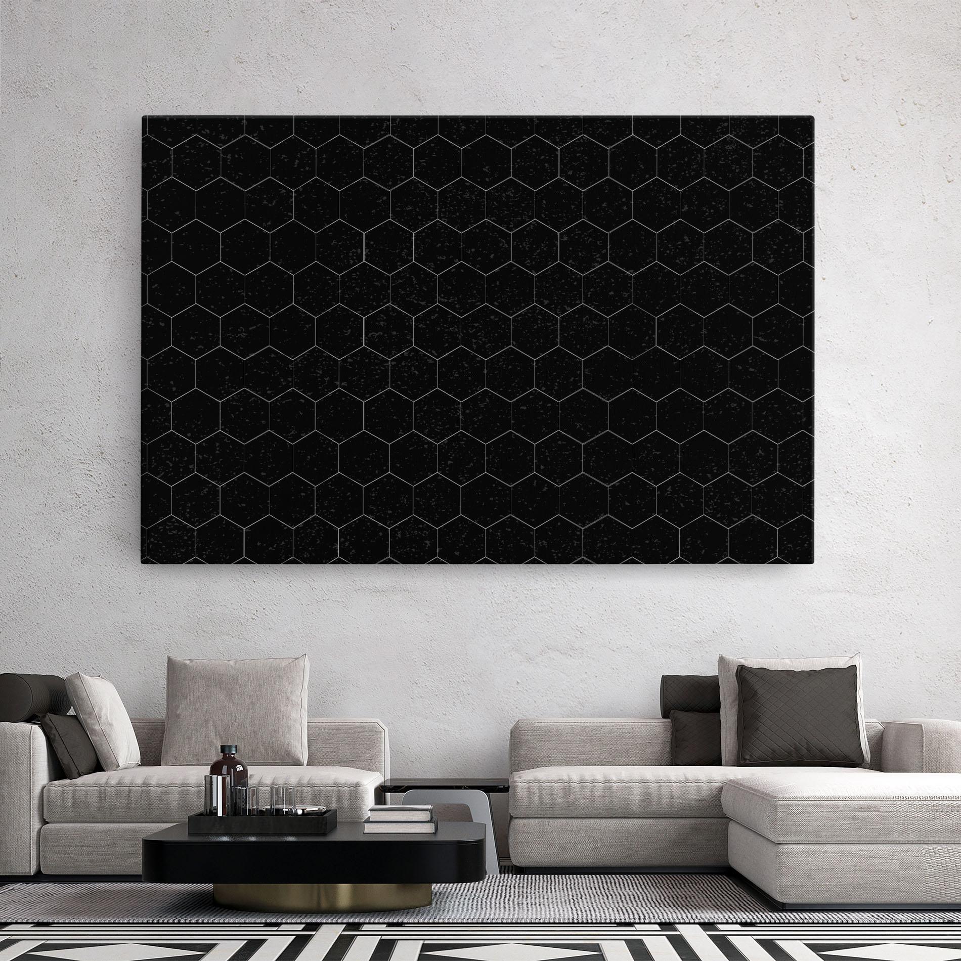 Tablou Canvas Black Hexagon mockup 2