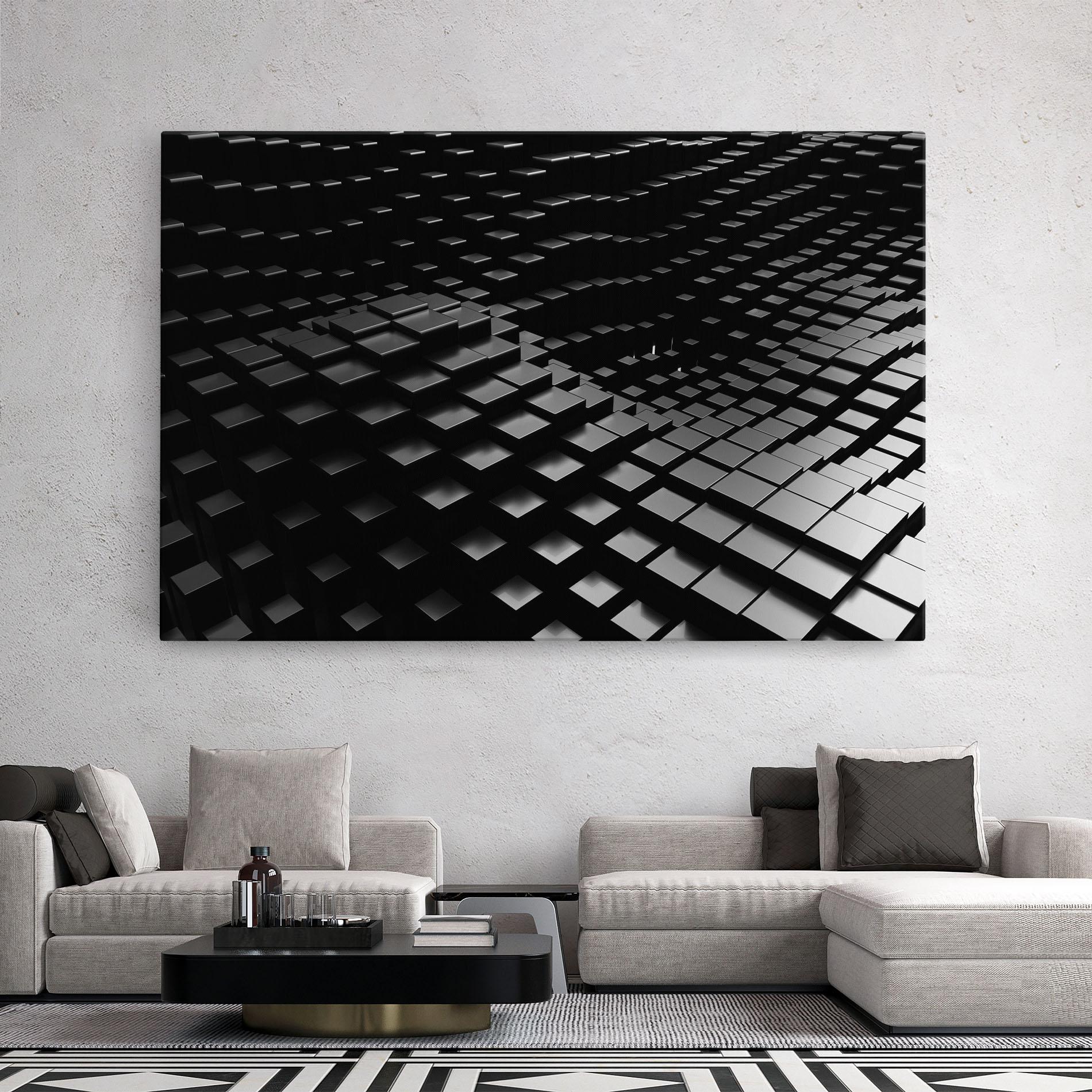 Tablou Canvas Black Square Wave mockup 2