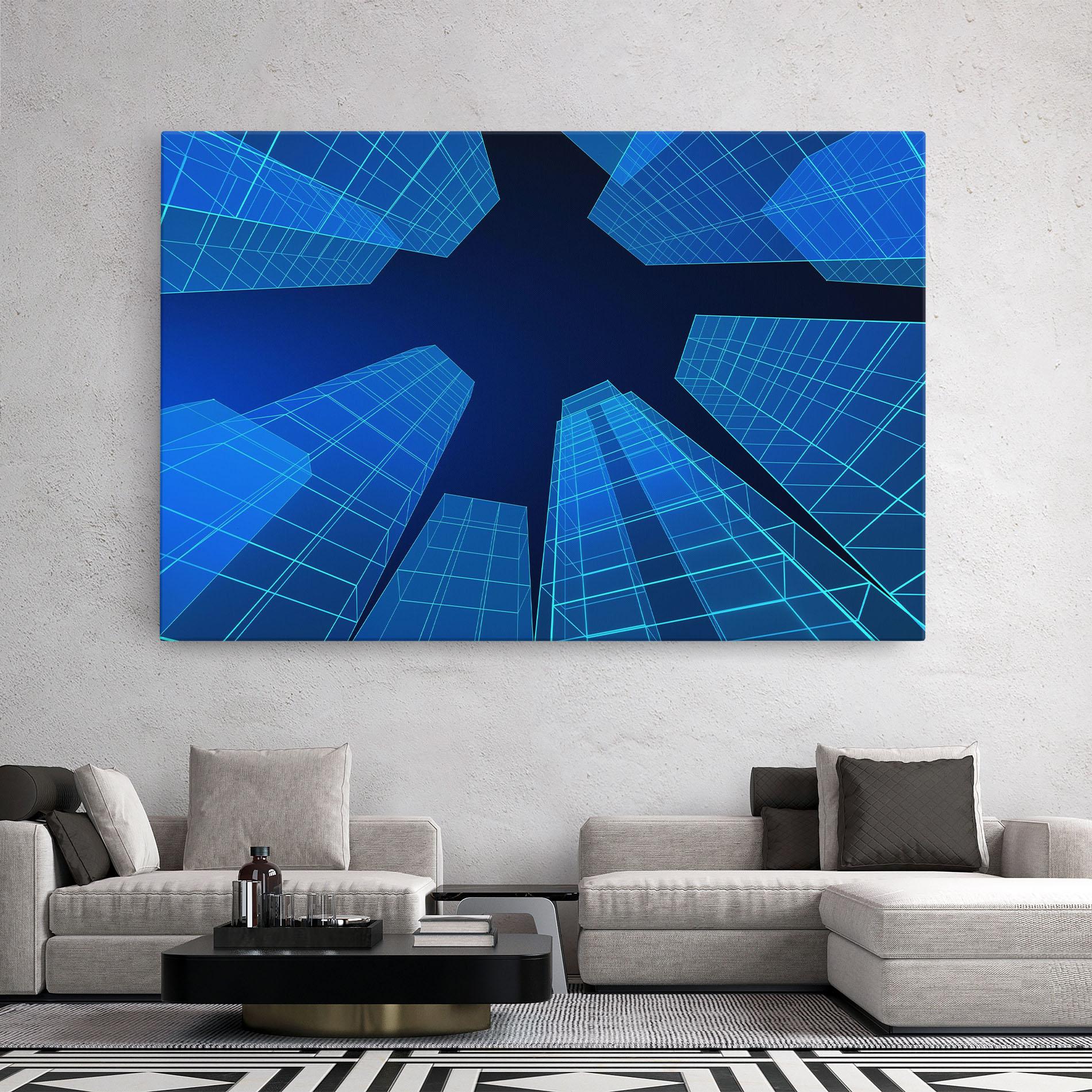 Tablou Canvas Blue Buildings mockup 2