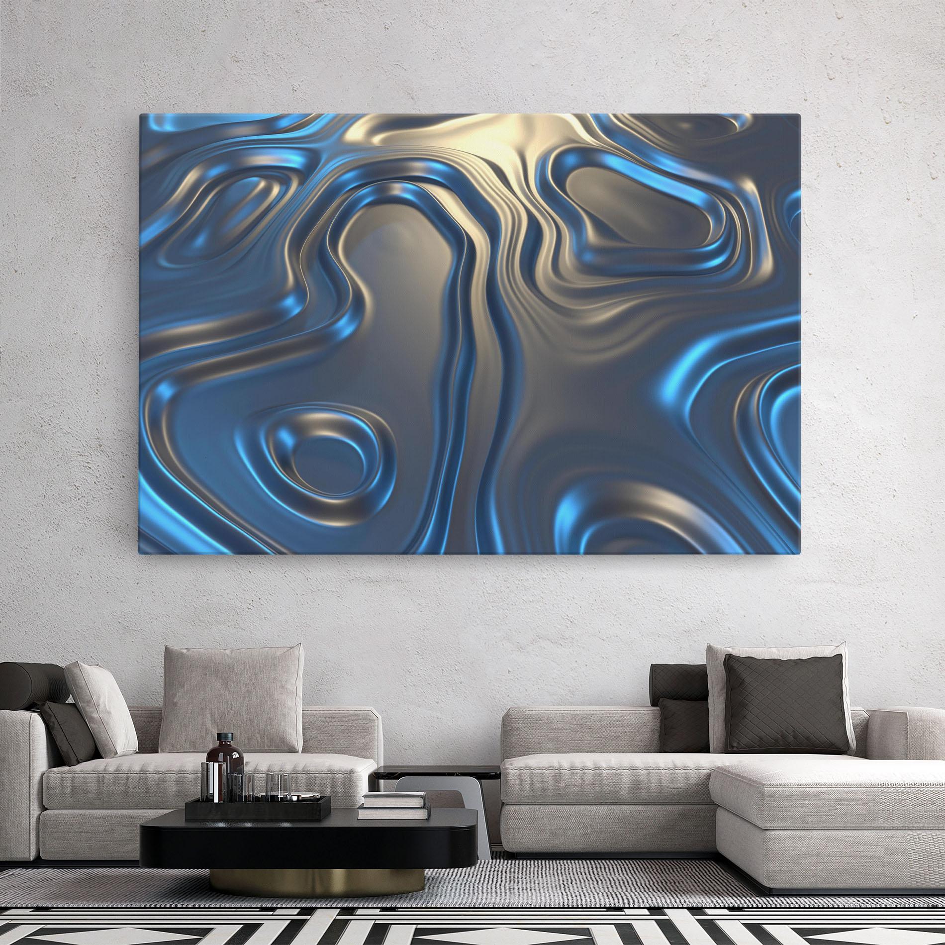 Tablou Canvas Blue Silver Liquid mockup 2