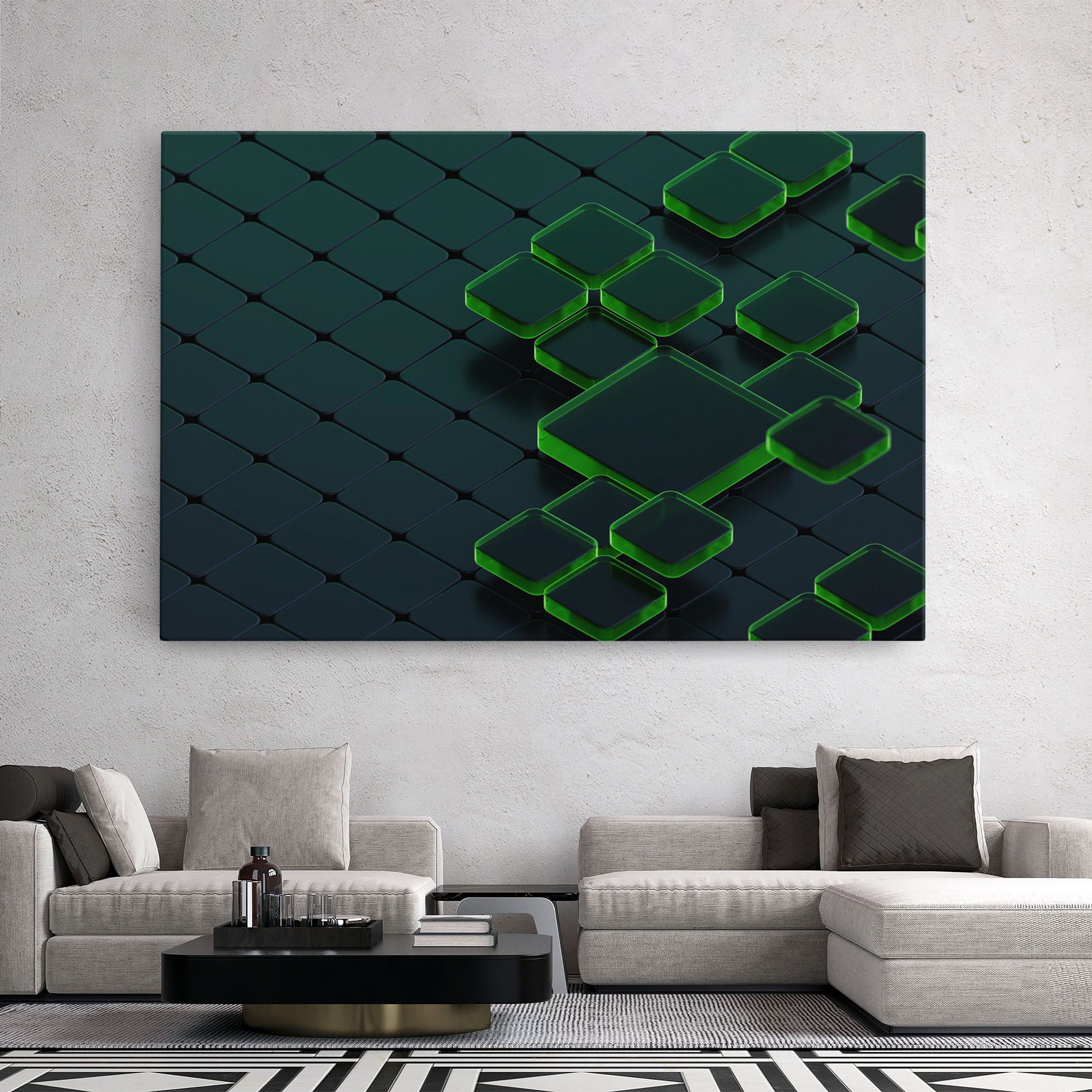 Green Square Floating mockup 2