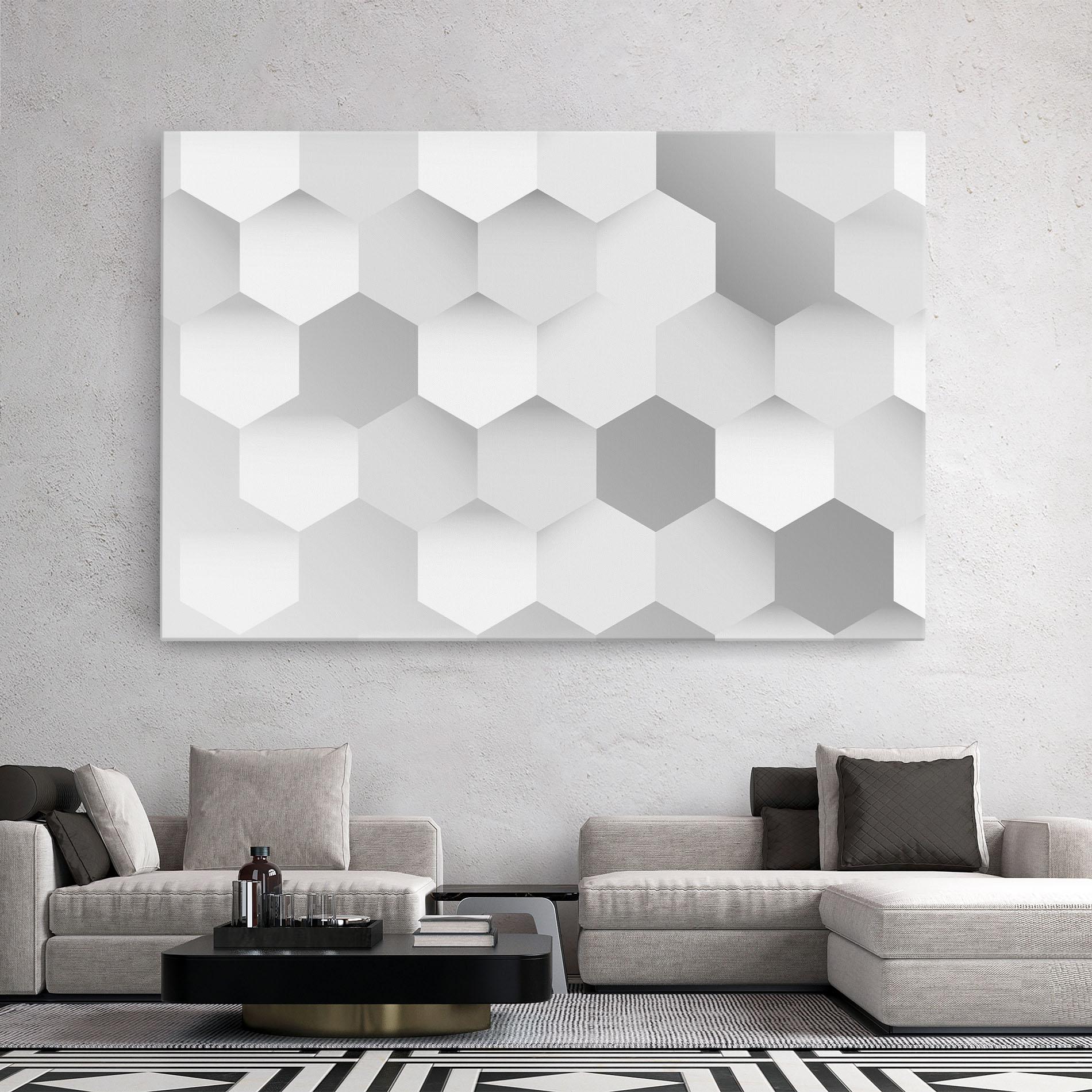 Tablou Canvas Grey White Triangle mockup 2