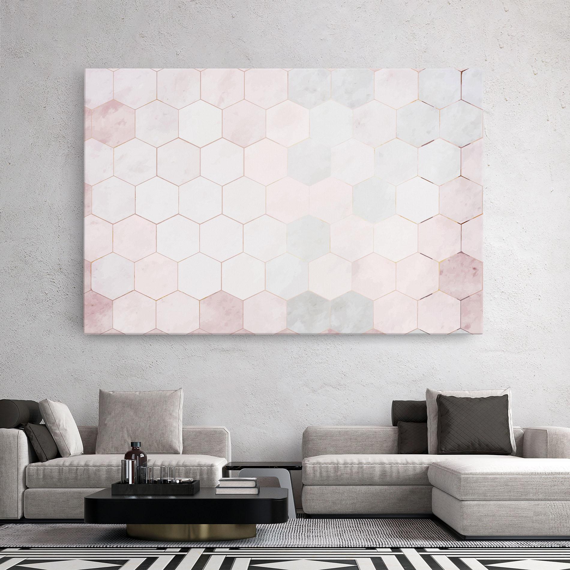 Tablou Canvas Hexagon Pink mockup 2
