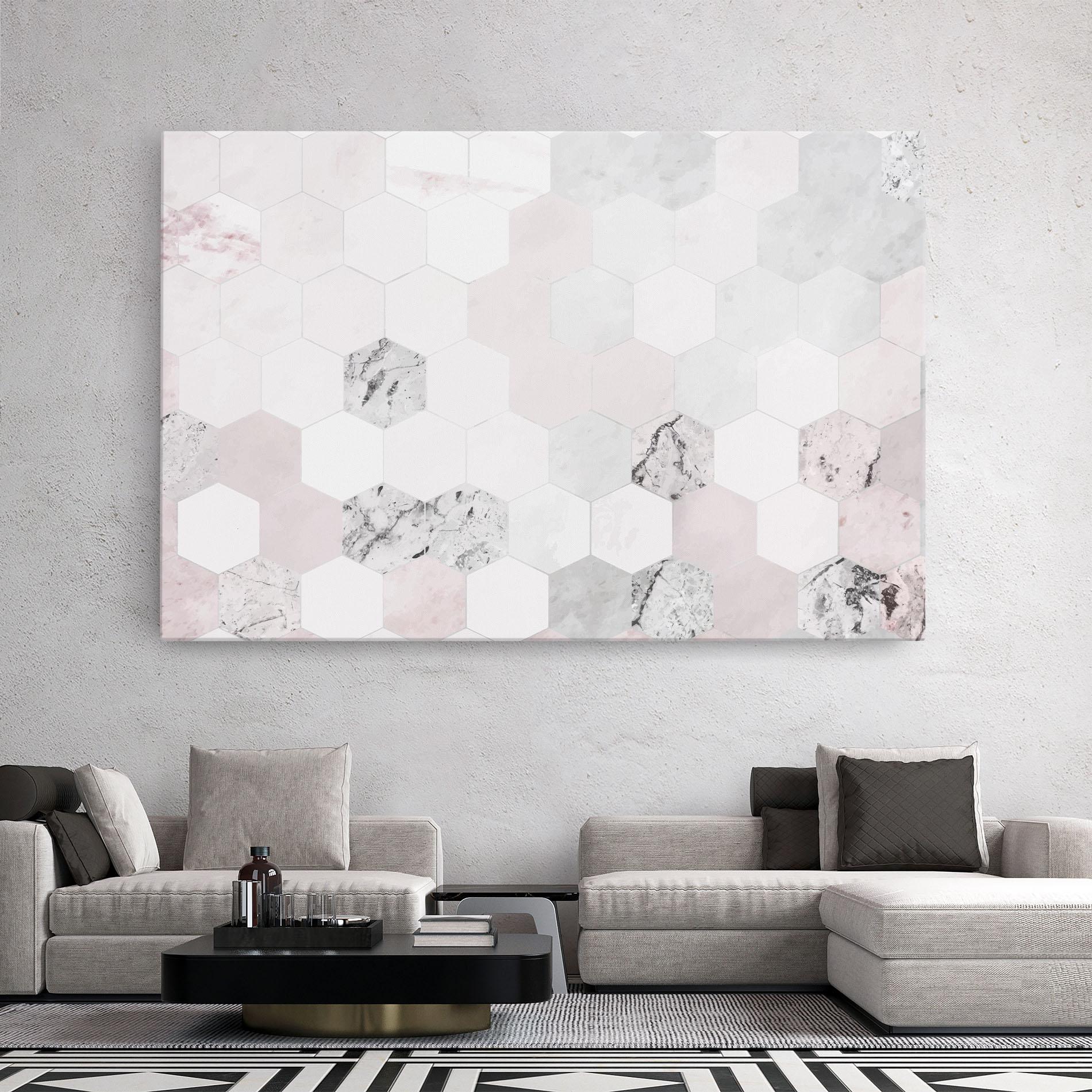 Tablou Canvas Pink Hexa Pattern mockup 2