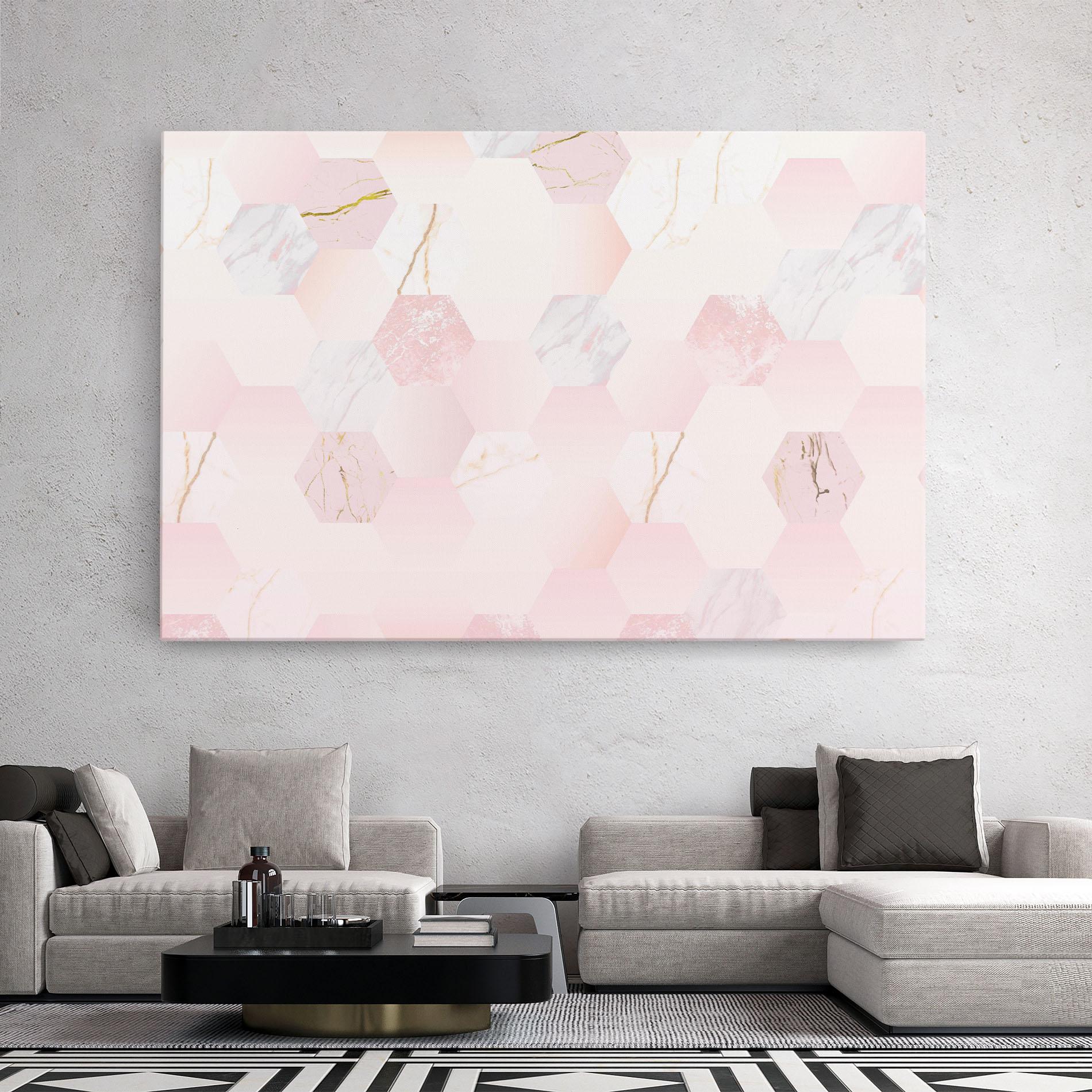 Tablou Canvas Pink Hexanon mockup 2