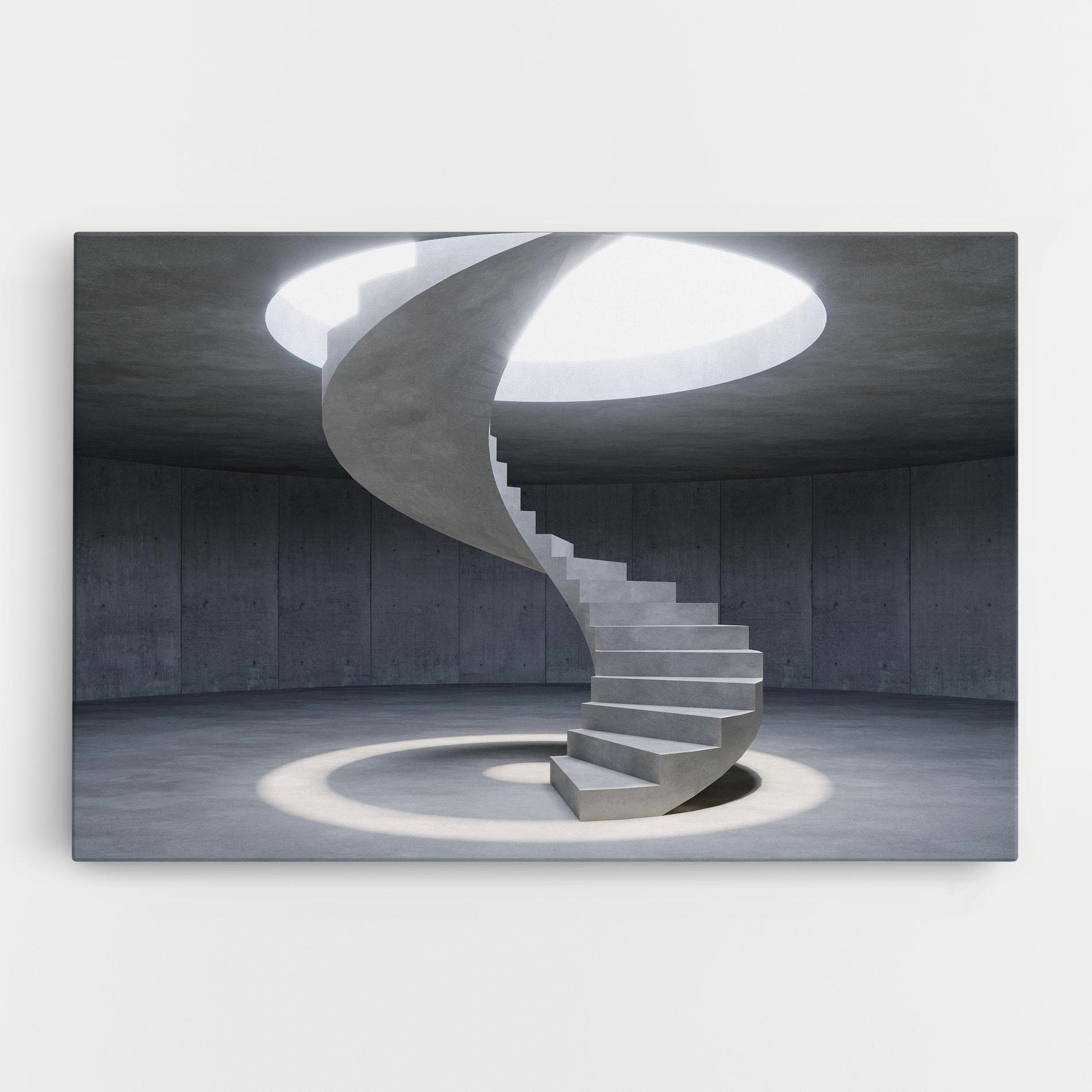 Tablou Canvas Spiral White Staircase mockup 0