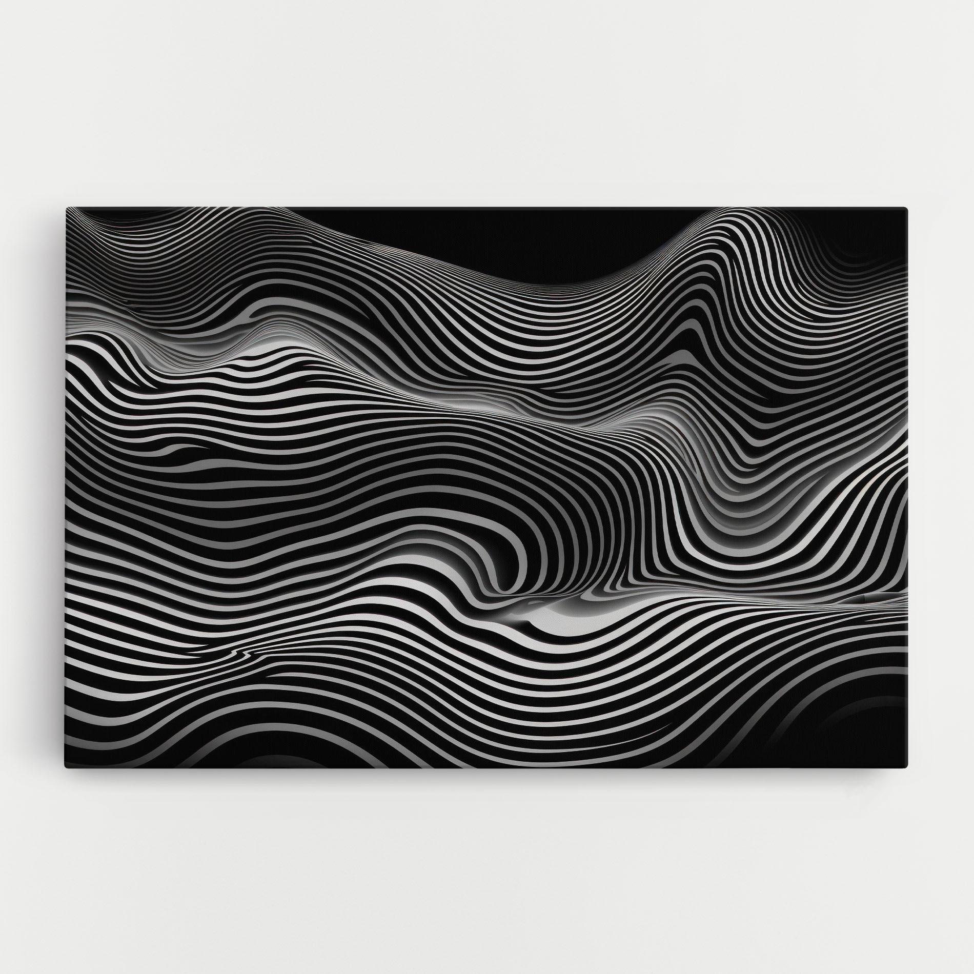 Tablou Canvas White Black Lines Wave mockup 0