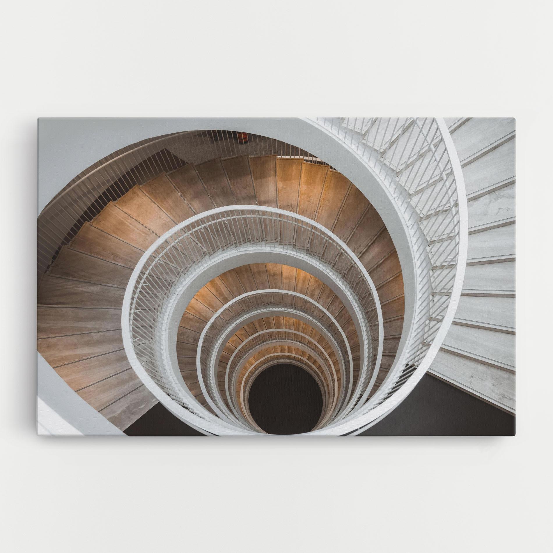 Tablou Canvas White Spiral Stairs mockup 0
