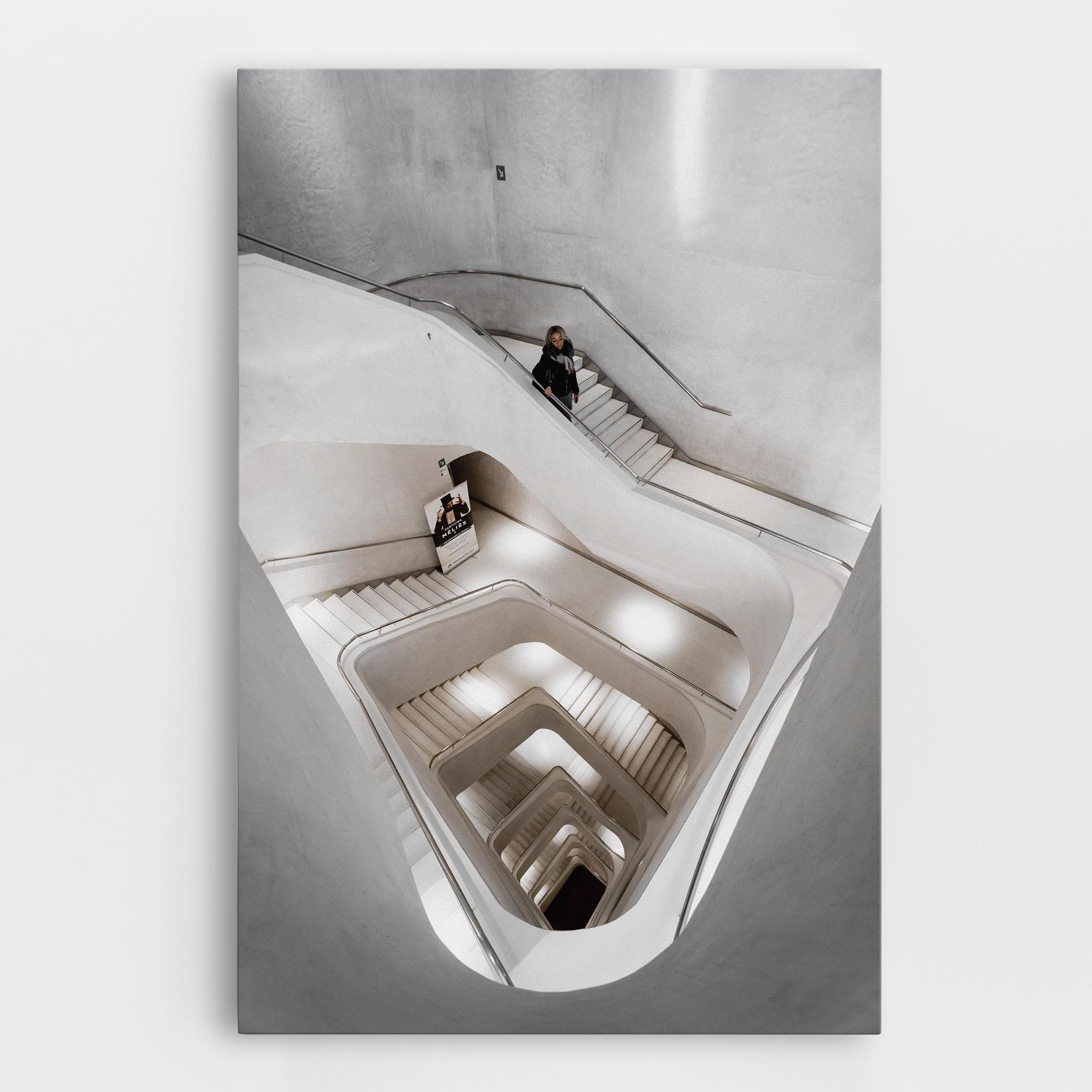 Tablou Canvas White Stairs Spiral mockup 0