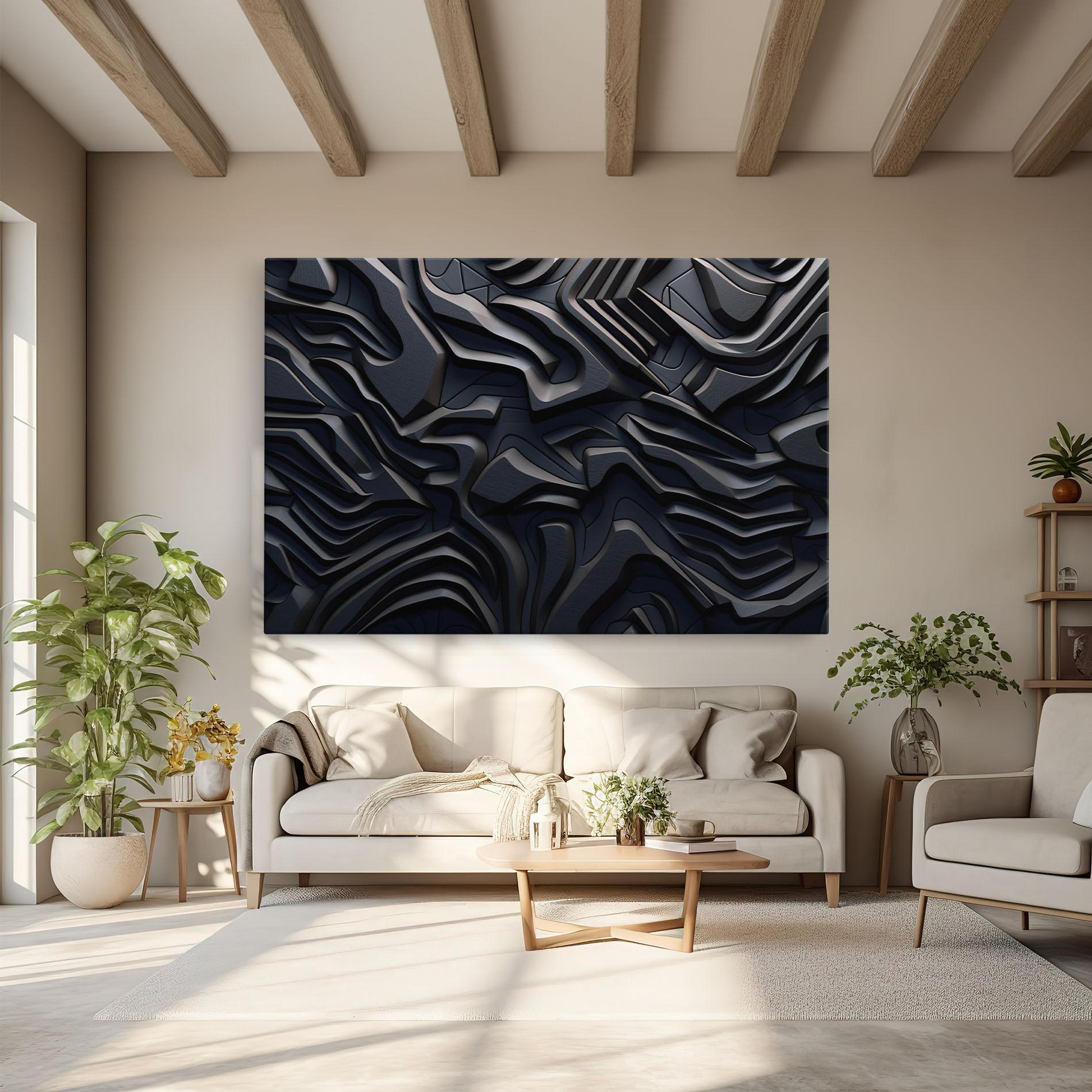 Tablou Canvas Black 3d Lines mockup 6