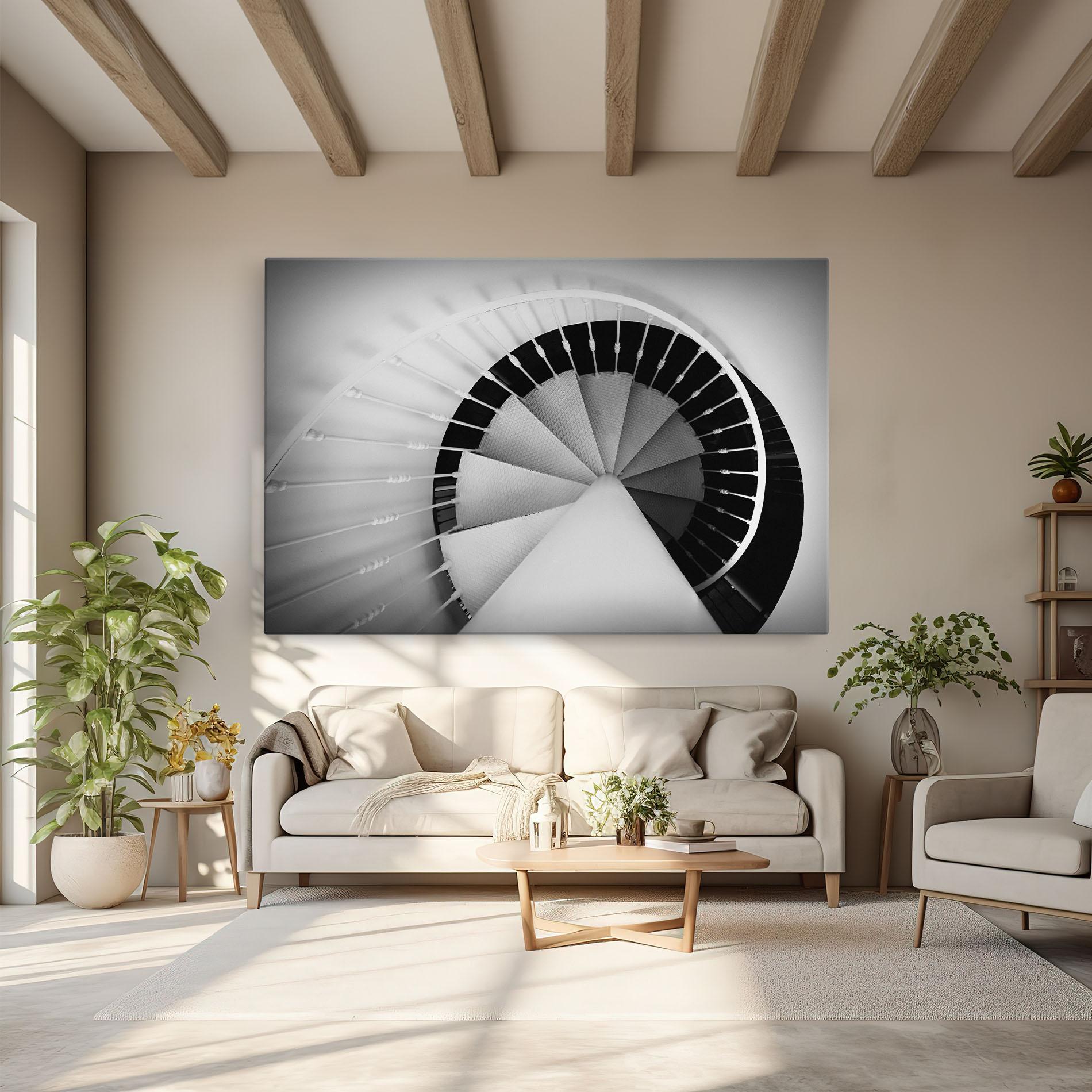 Tablou Canvas Black Circle Stairs mockup 6