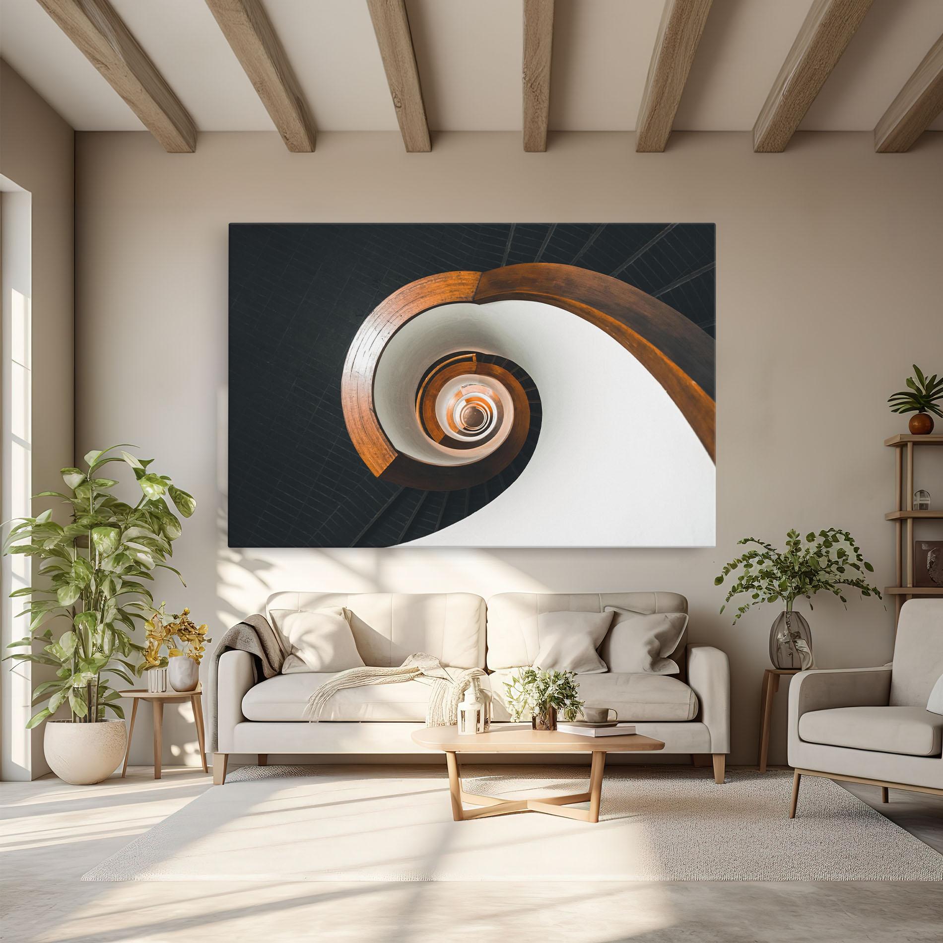 Tablou Canvas Black Spiral Stairs mockup 6