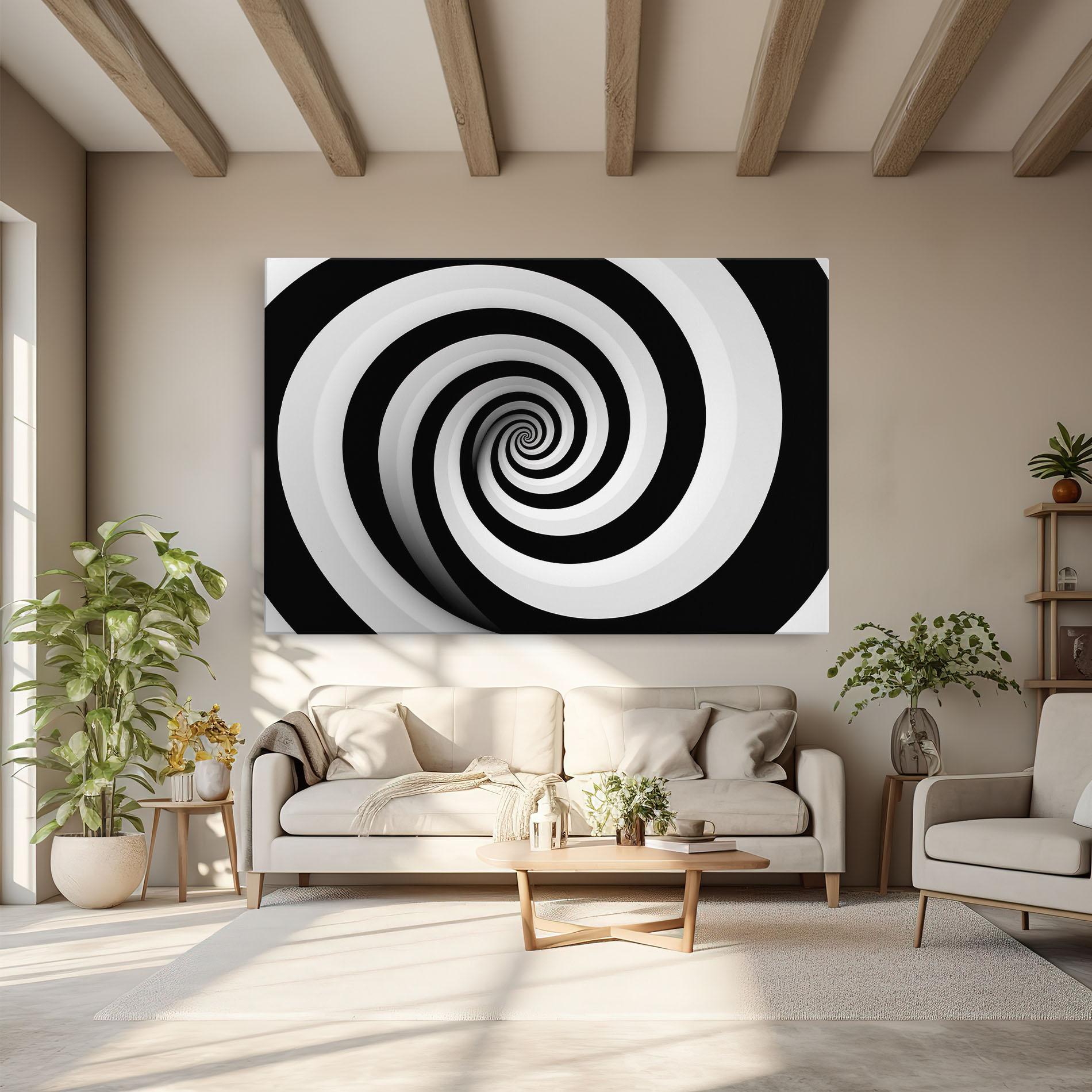 Tablou Canvas Black White Spiral mockup 6