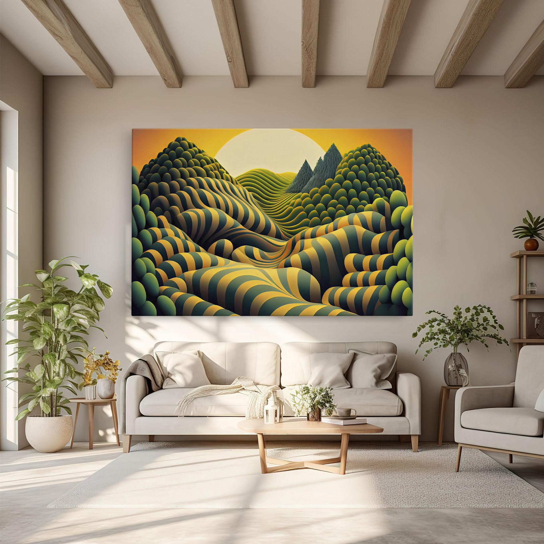 Tablou Canvas Green Yellow View mockup 6