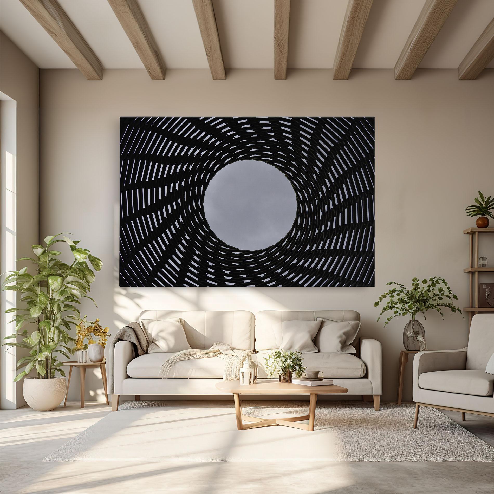 Tablou Canvas Grey Circle Lines mockup 6