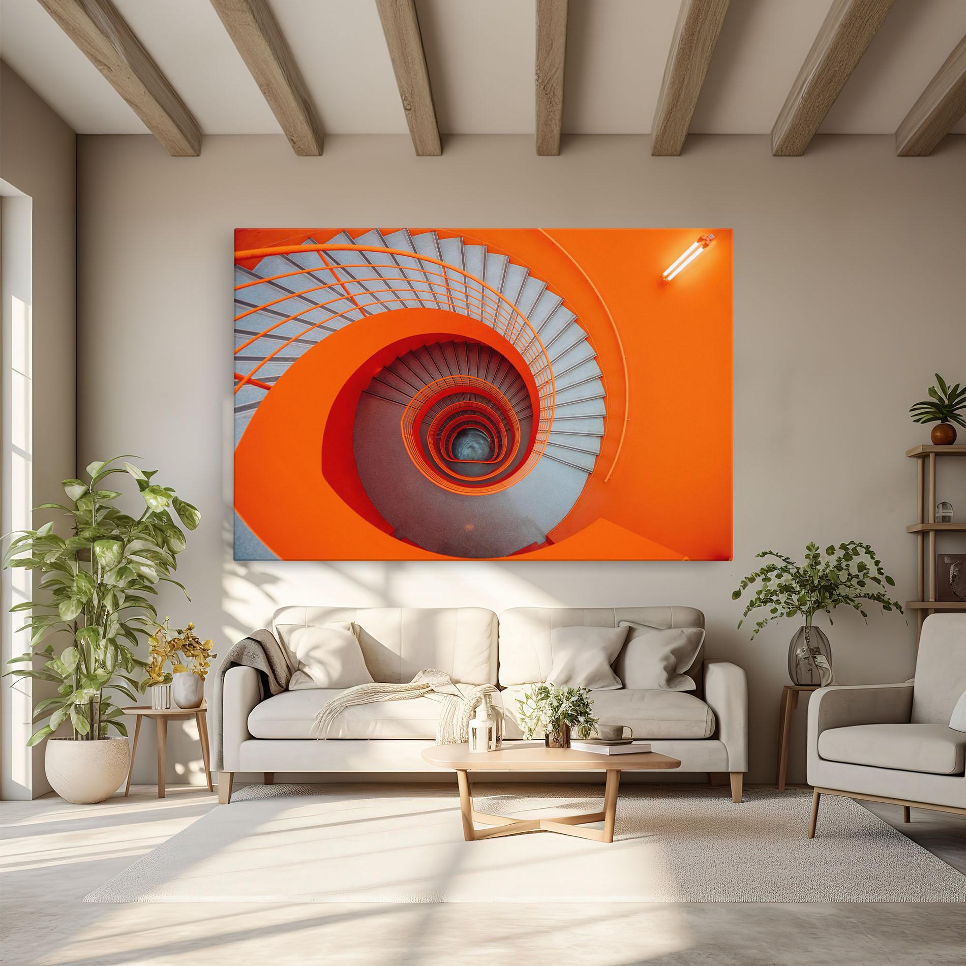 Tablou Canvas Grey Orange Stairs mockup 6