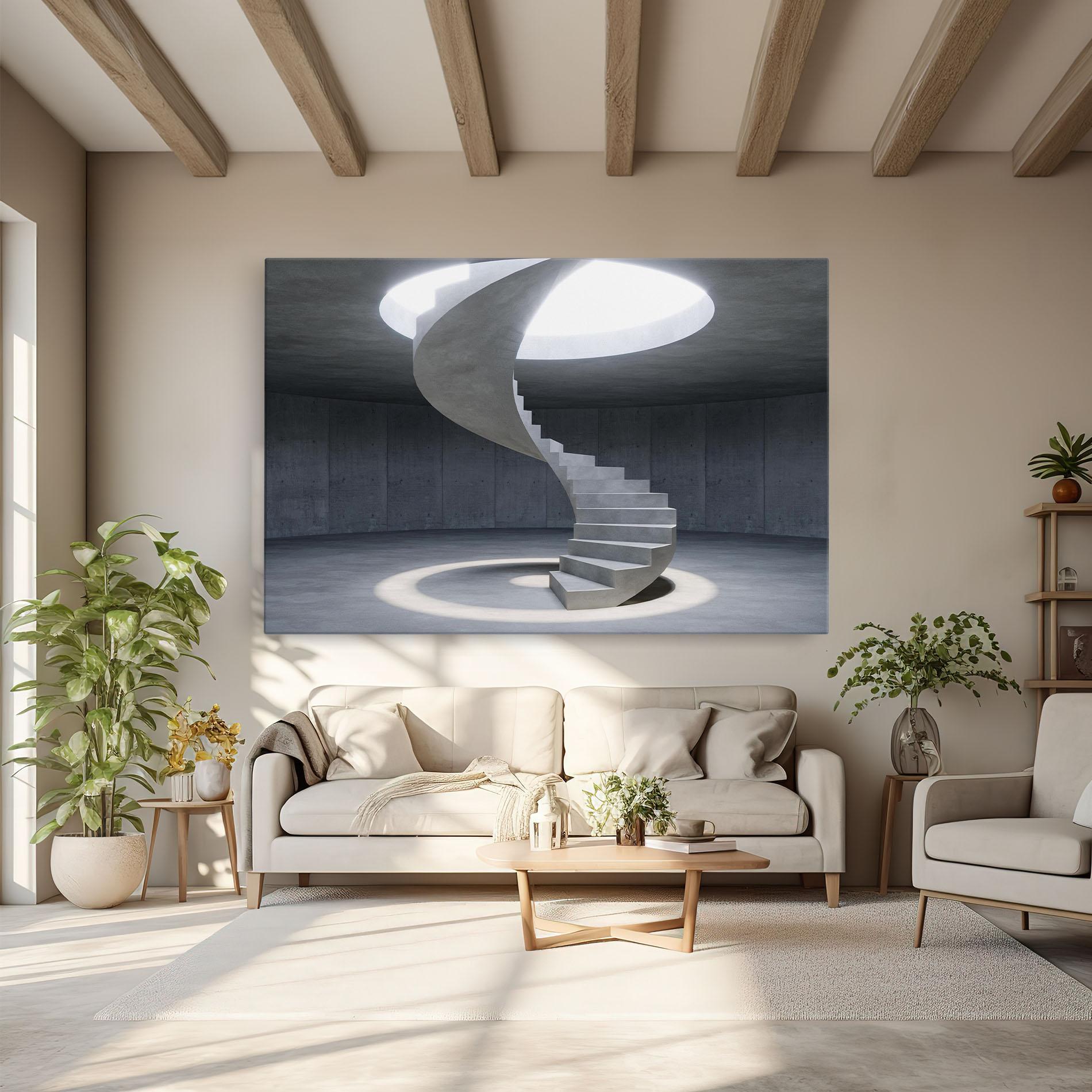 Tablou Canvas Spiral White Staircase mockup 6