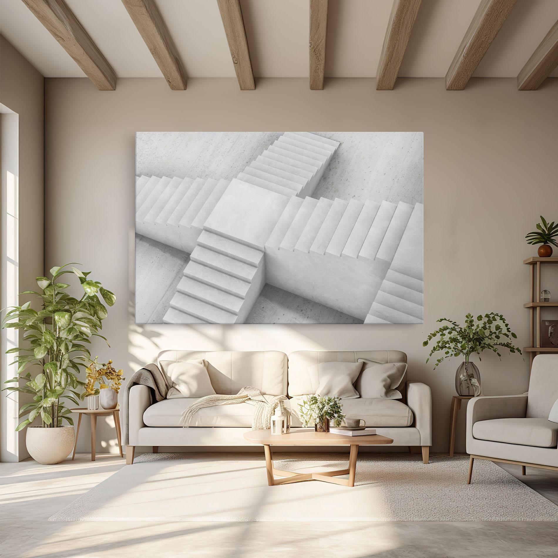 Tablou Canvas White X Stairway mockup 6