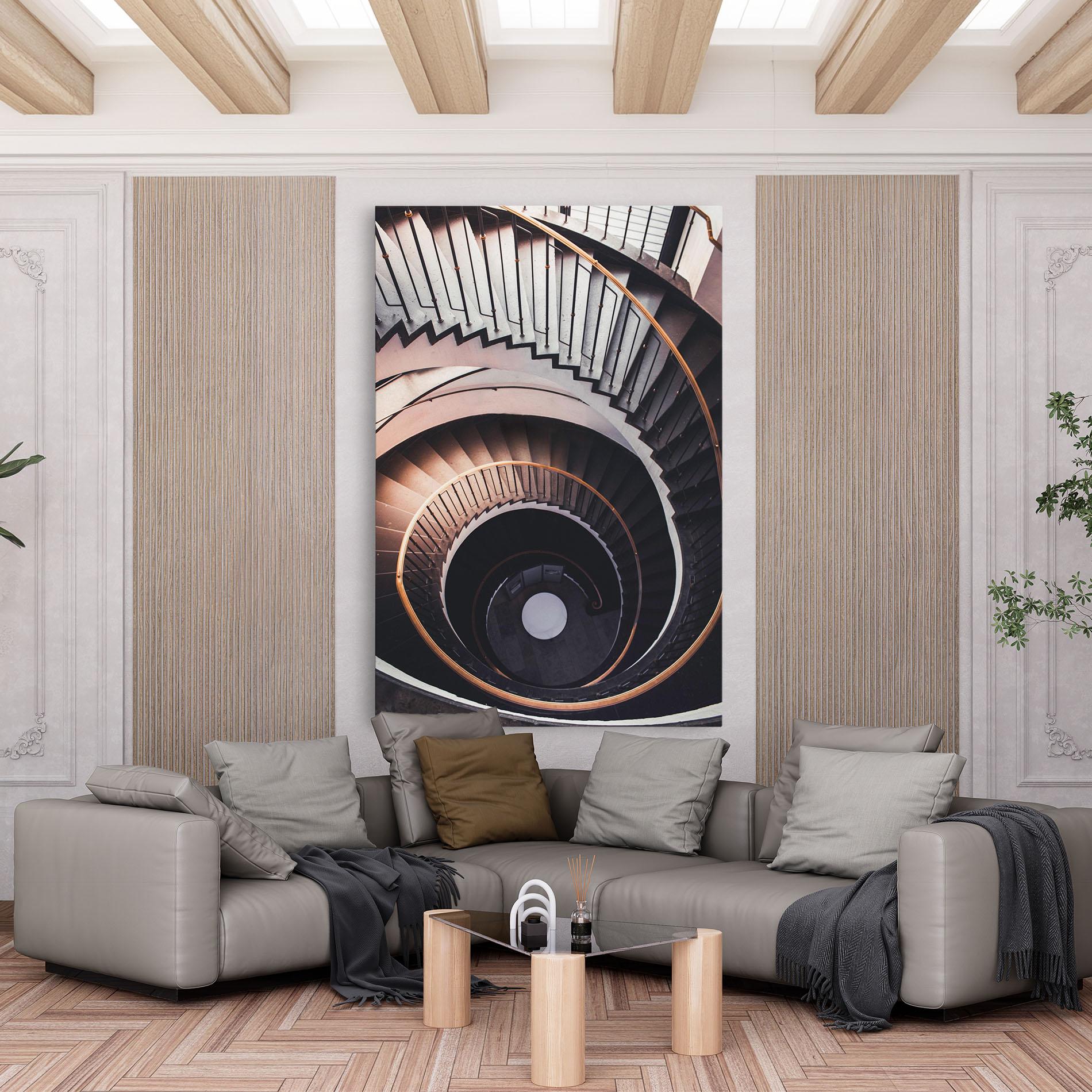 Tablou Canvas Grey Stairs Spiral mockup 6