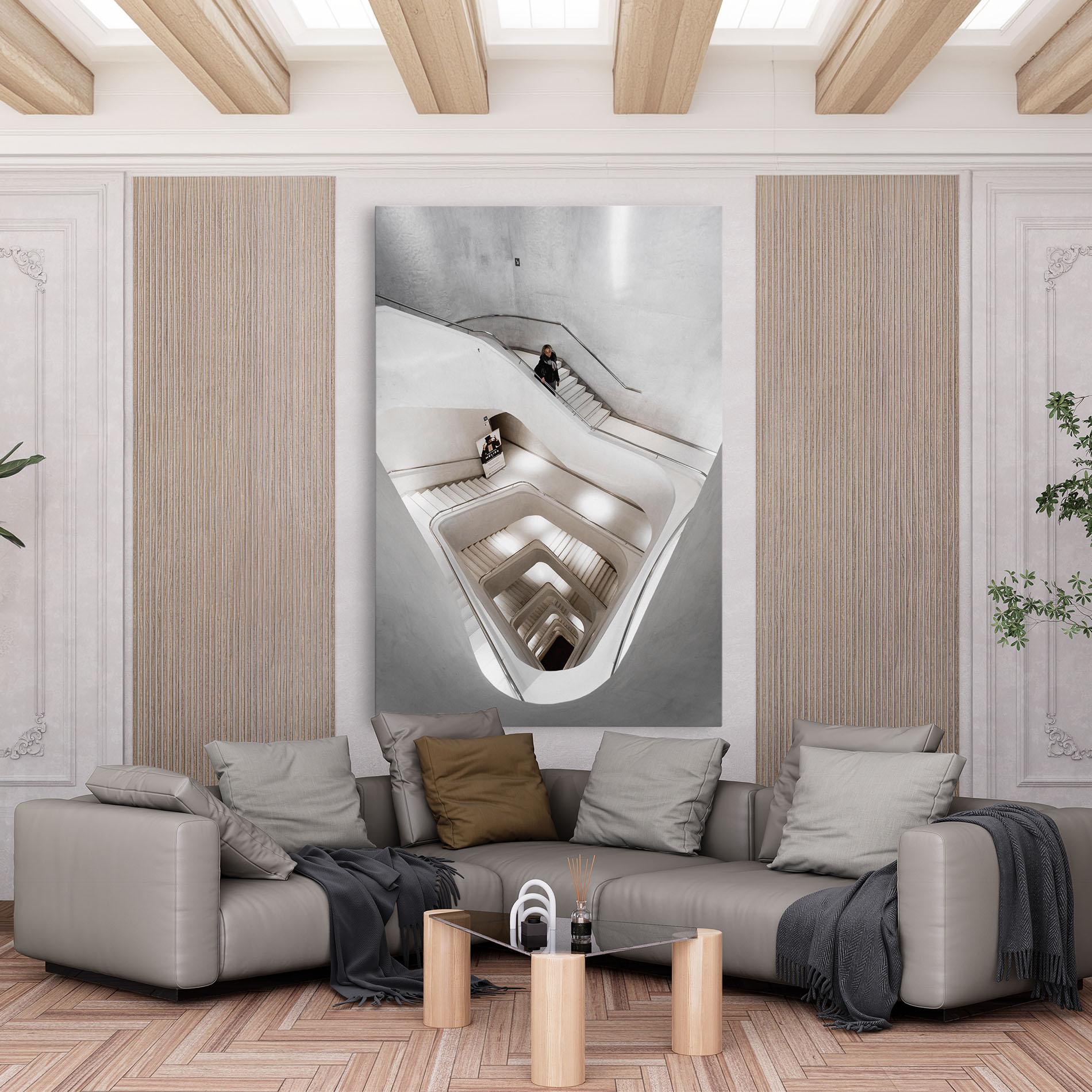 Tablou Canvas White Stairs Spiral mockup 6