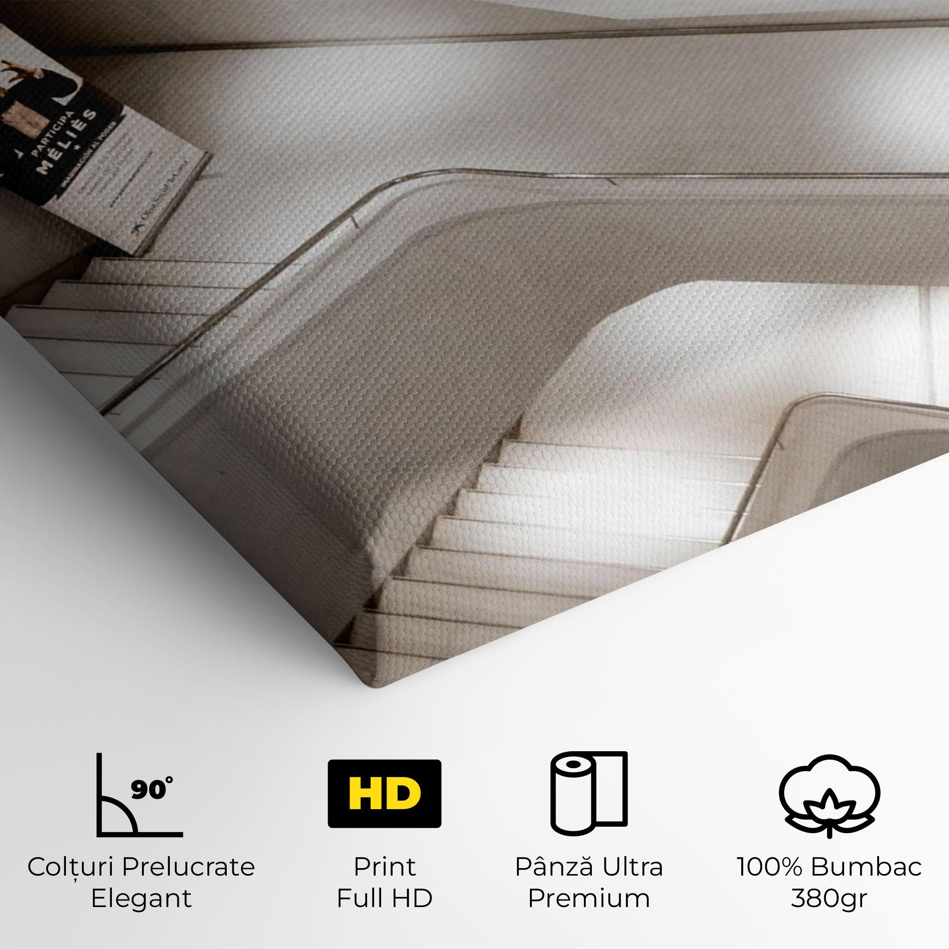 Tablou Canvas White Stairs Spiral mockup 4